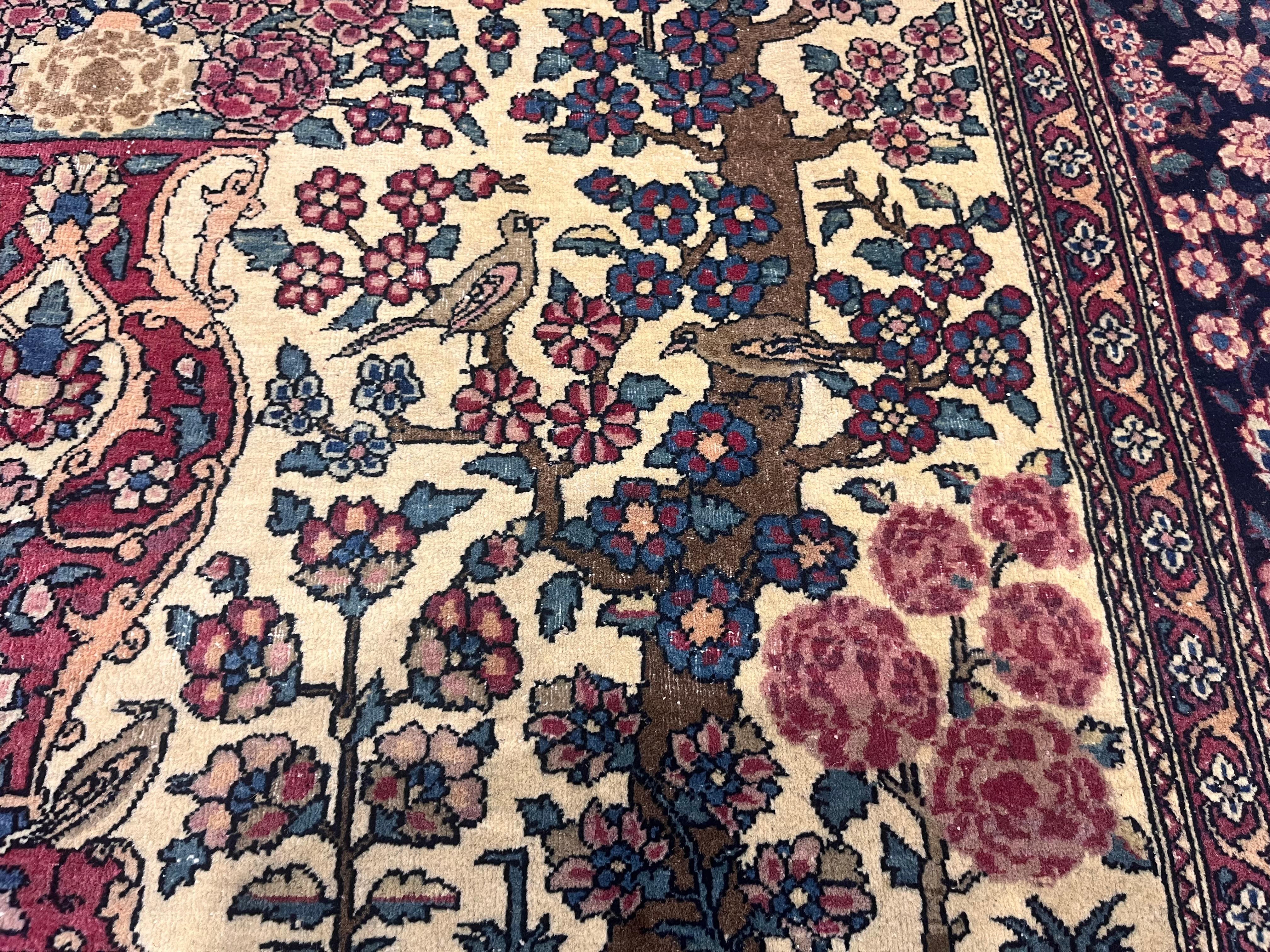 Antike persische Teheran Teppich 4'7