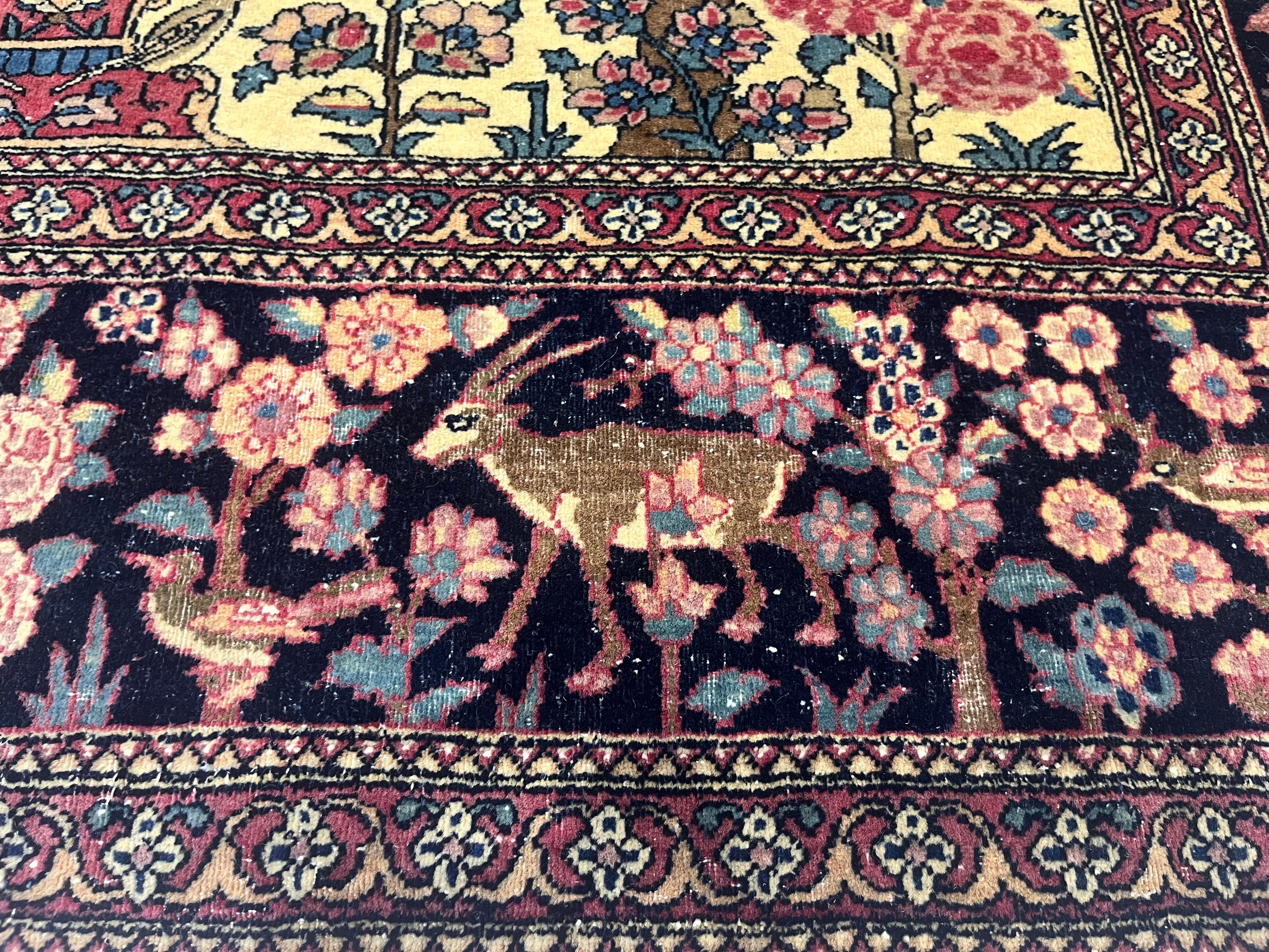 Antike persische Teheran Teppich 4'7