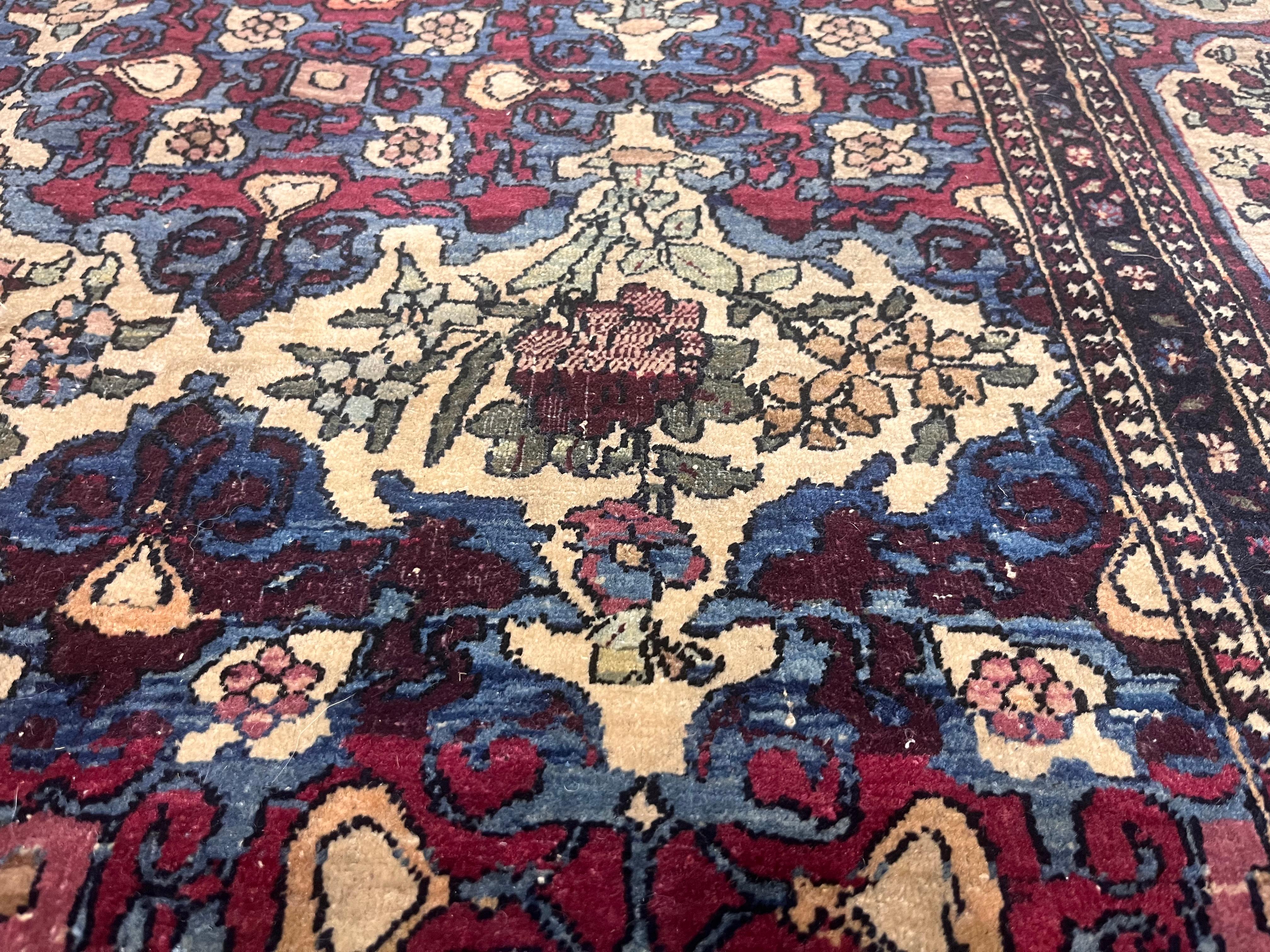 Antike persische Teheran Teppich 4'7