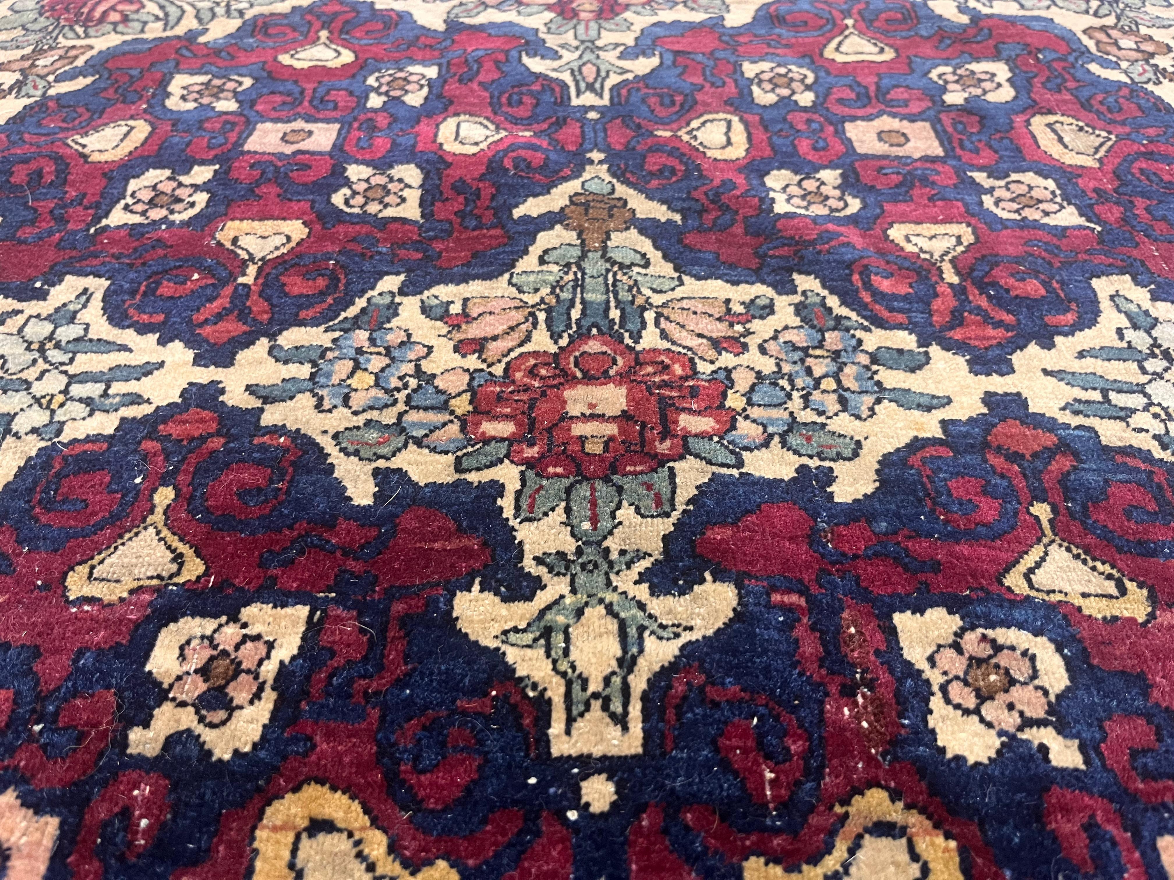 Antike persische Teheran Teppich 4'7