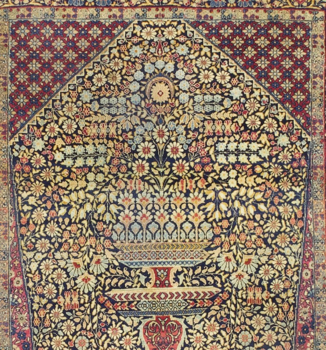 Antike persische Teheran Teppich 4'7