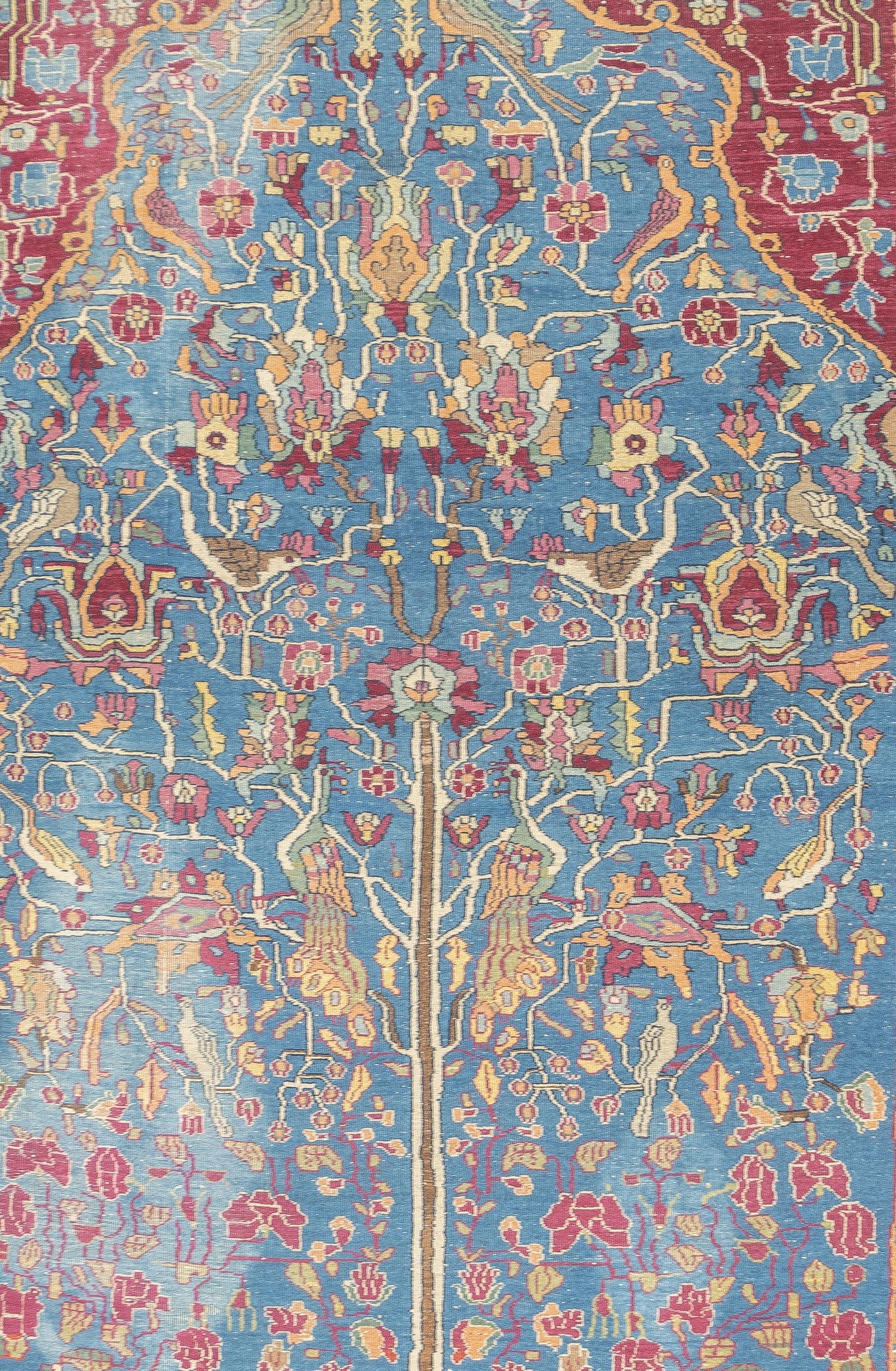 Hand-Knotted Antique Persian Tehran Rug 4'9'' x 7'2'' For Sale