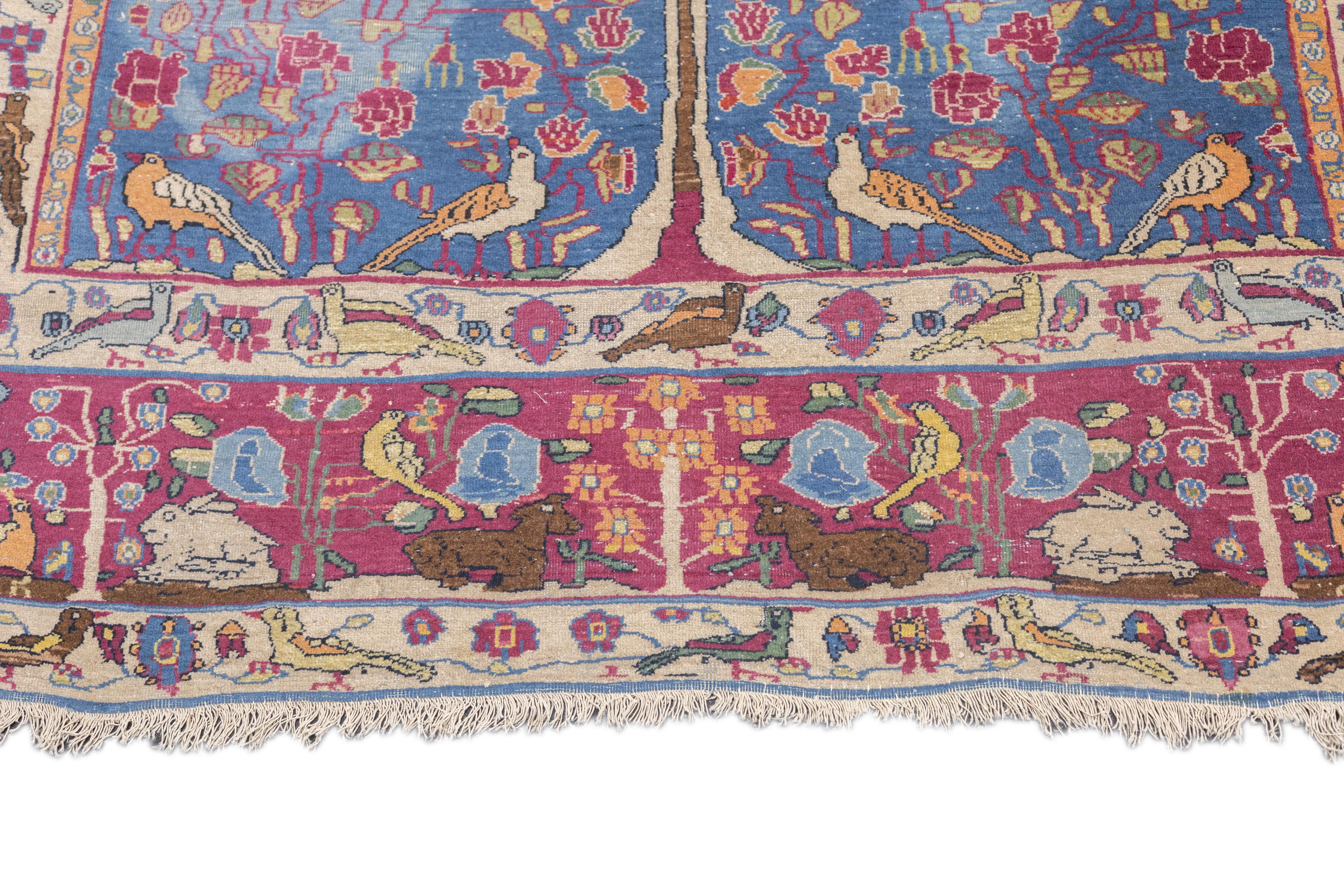 19th Century Antique Persian Tehran Rug 4'9'' x 7'2'' For Sale