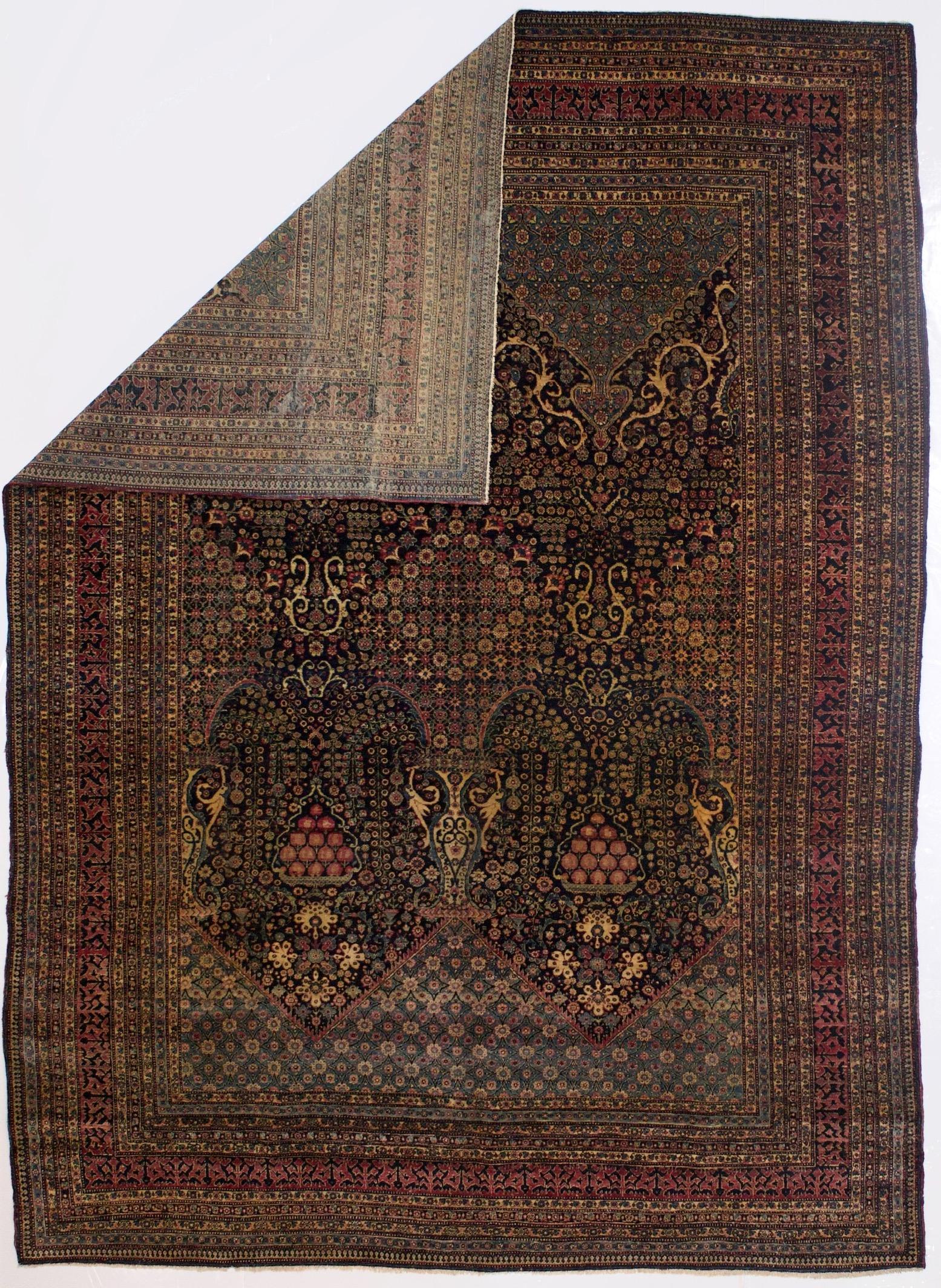 Antiker persischer Teheran-Teppich 7'4