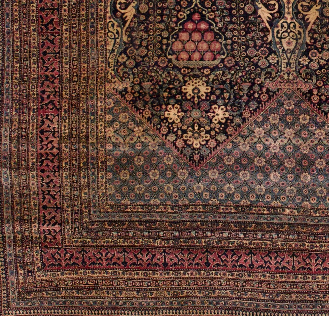 Antike persische Teheran Teppich 7'4