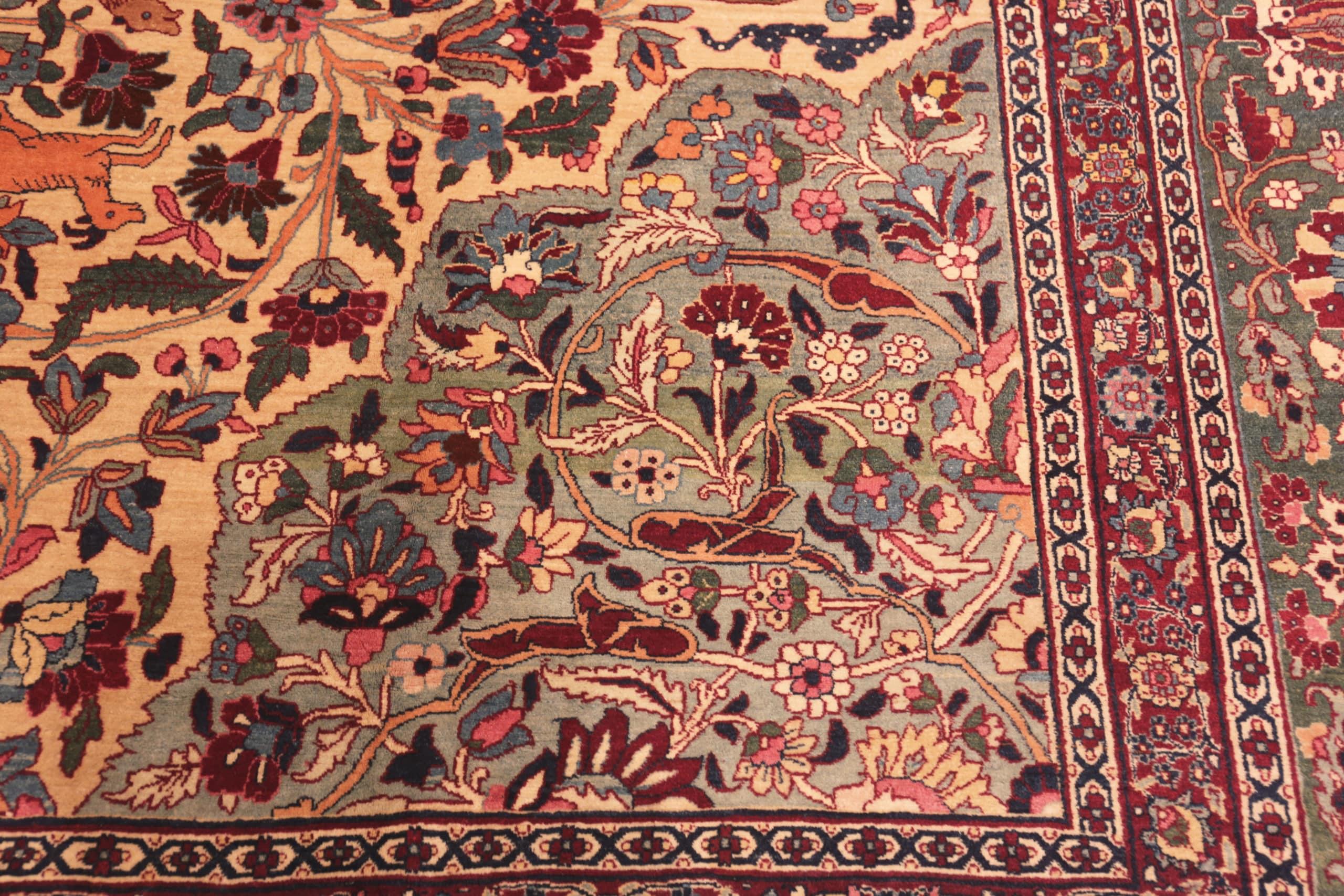 Wool Antique Persian Tehran Rug. Size: 12 ft 6 in x 19 ft 6 in