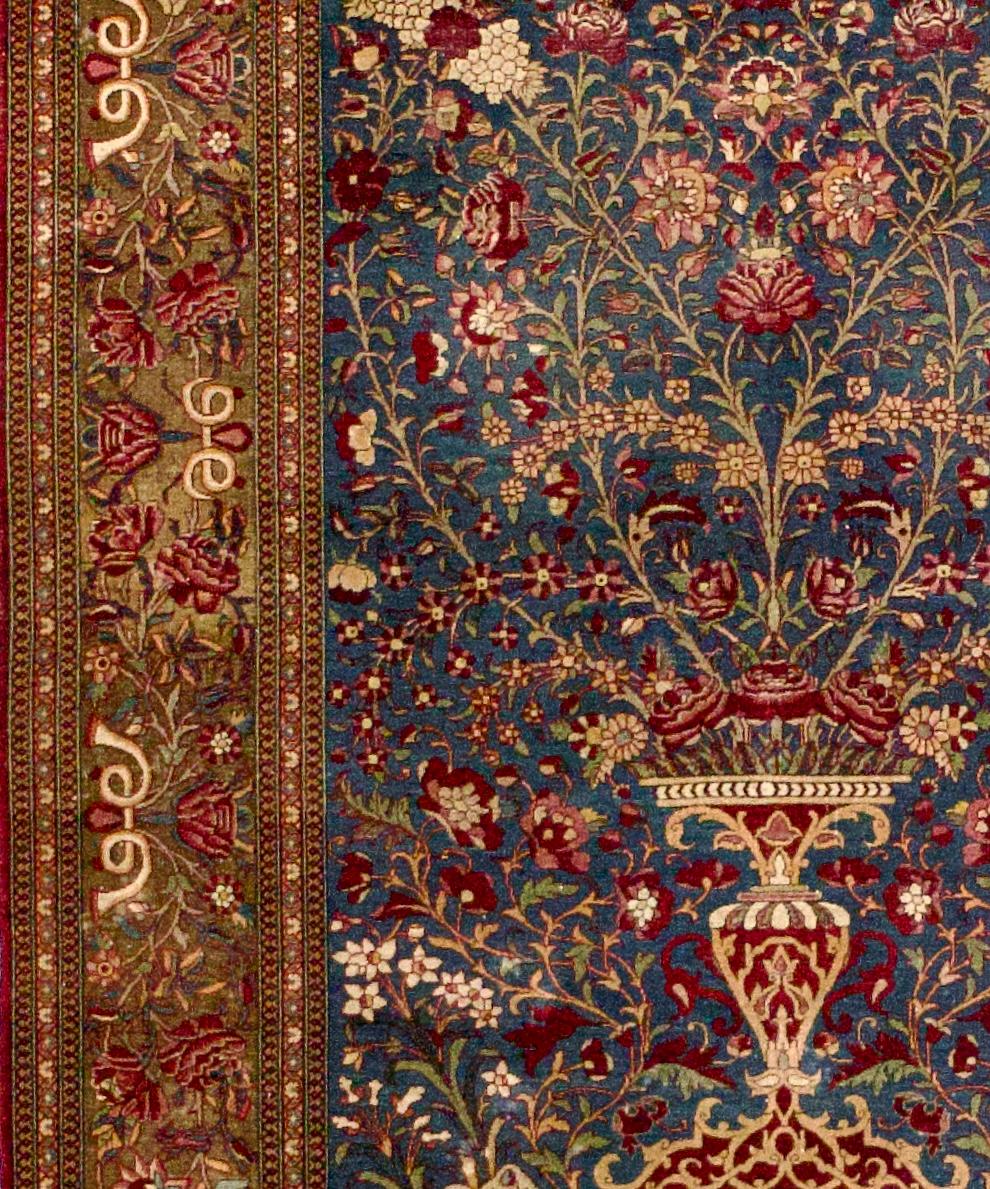 19th Century Antique Persian Tehran Vase Design Rug 4'8