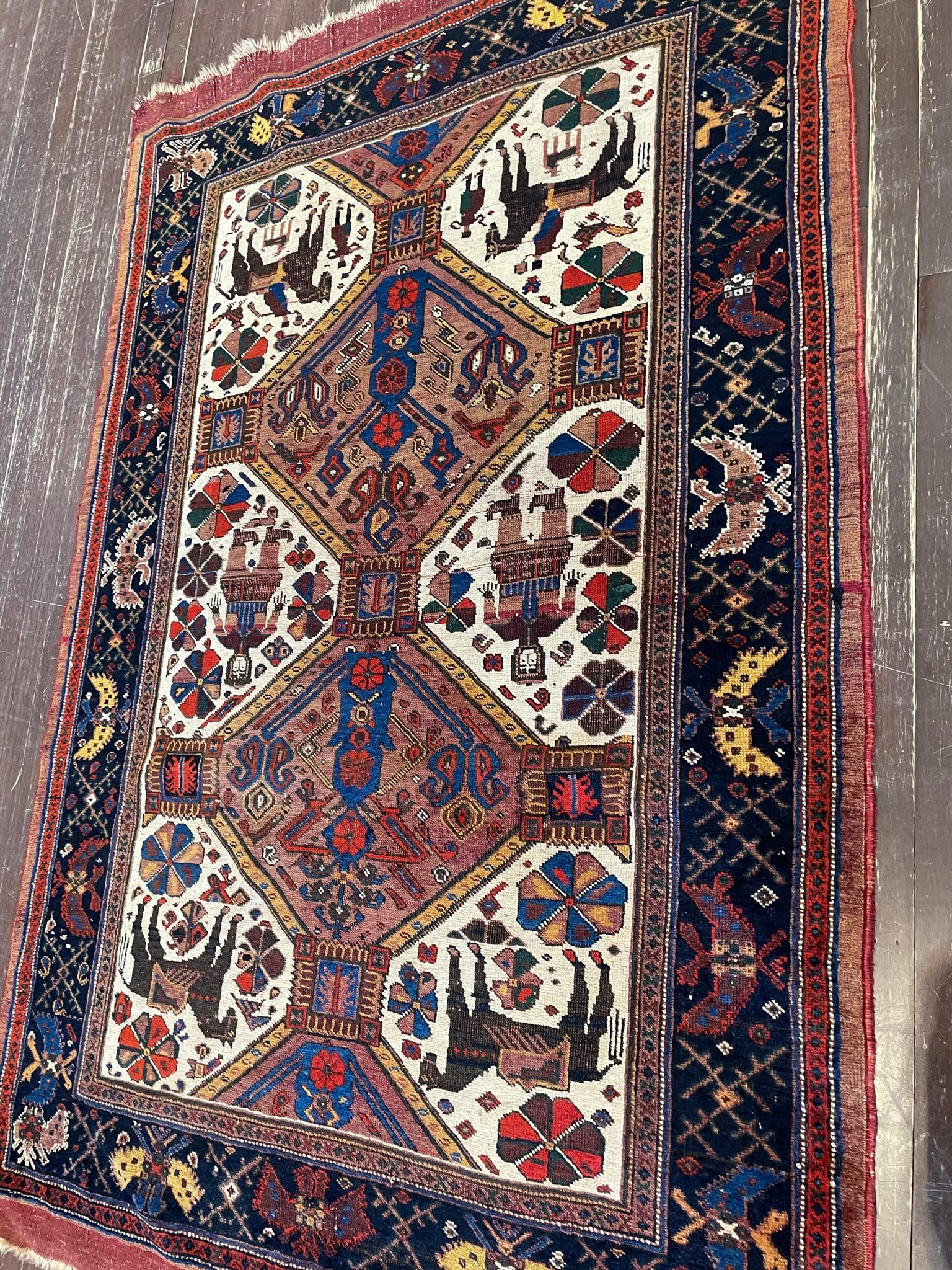Antique Persian Tribal Afshar Pictorial Rug, C-1880's For Sale 3