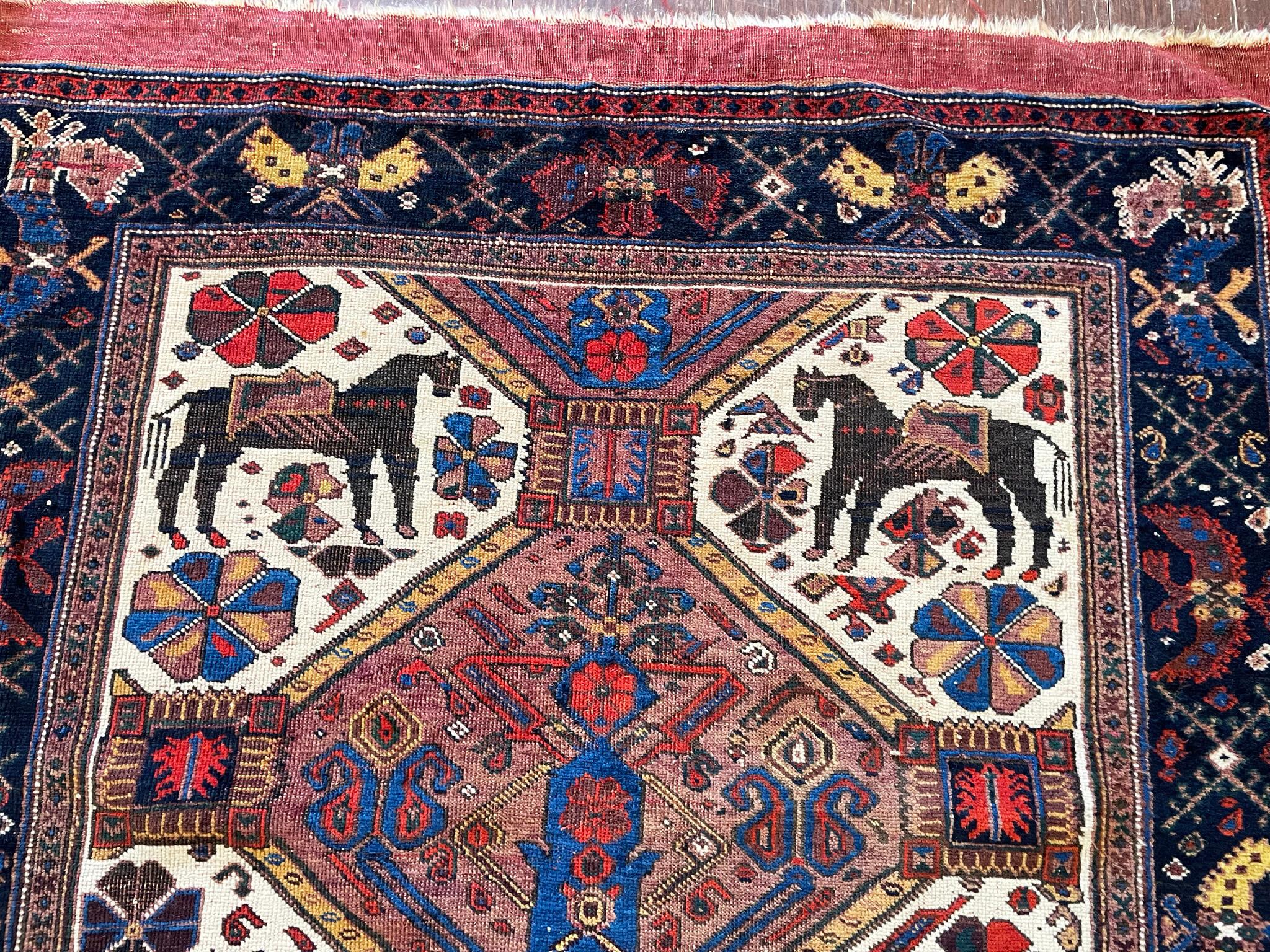 Antiker persischer Afshar-Teppich mit Stammesmotiv, ca. 1880er Jahre (Stammeskunst) im Angebot