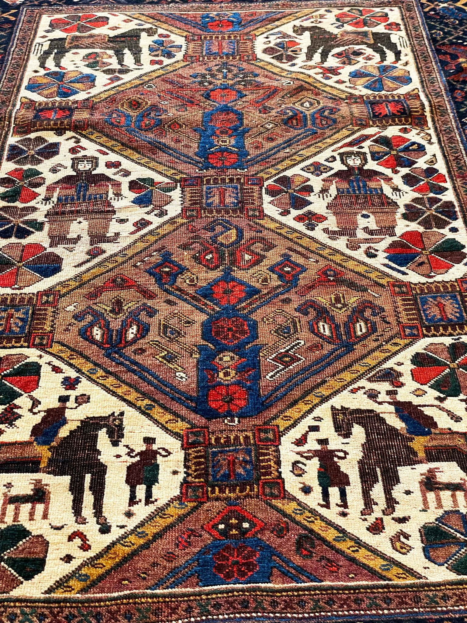 Antique Persian Tribal Afshar Pictorial Rug, C-1880's In Good Condition For Sale In Evanston, IL