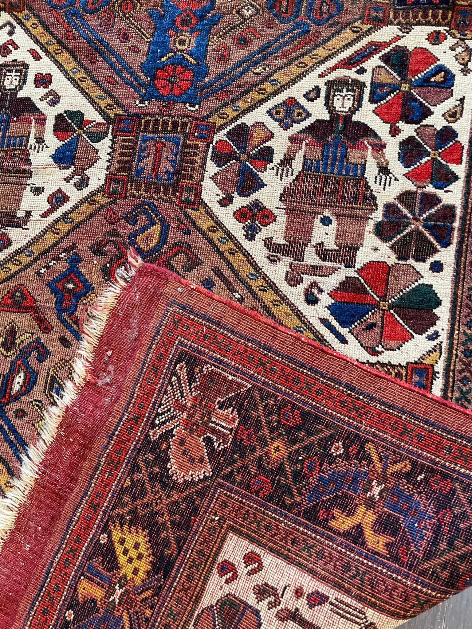 Antiker persischer Afshar-Teppich mit Stammesmotiv, ca. 1880er Jahre (19. Jahrhundert) im Angebot