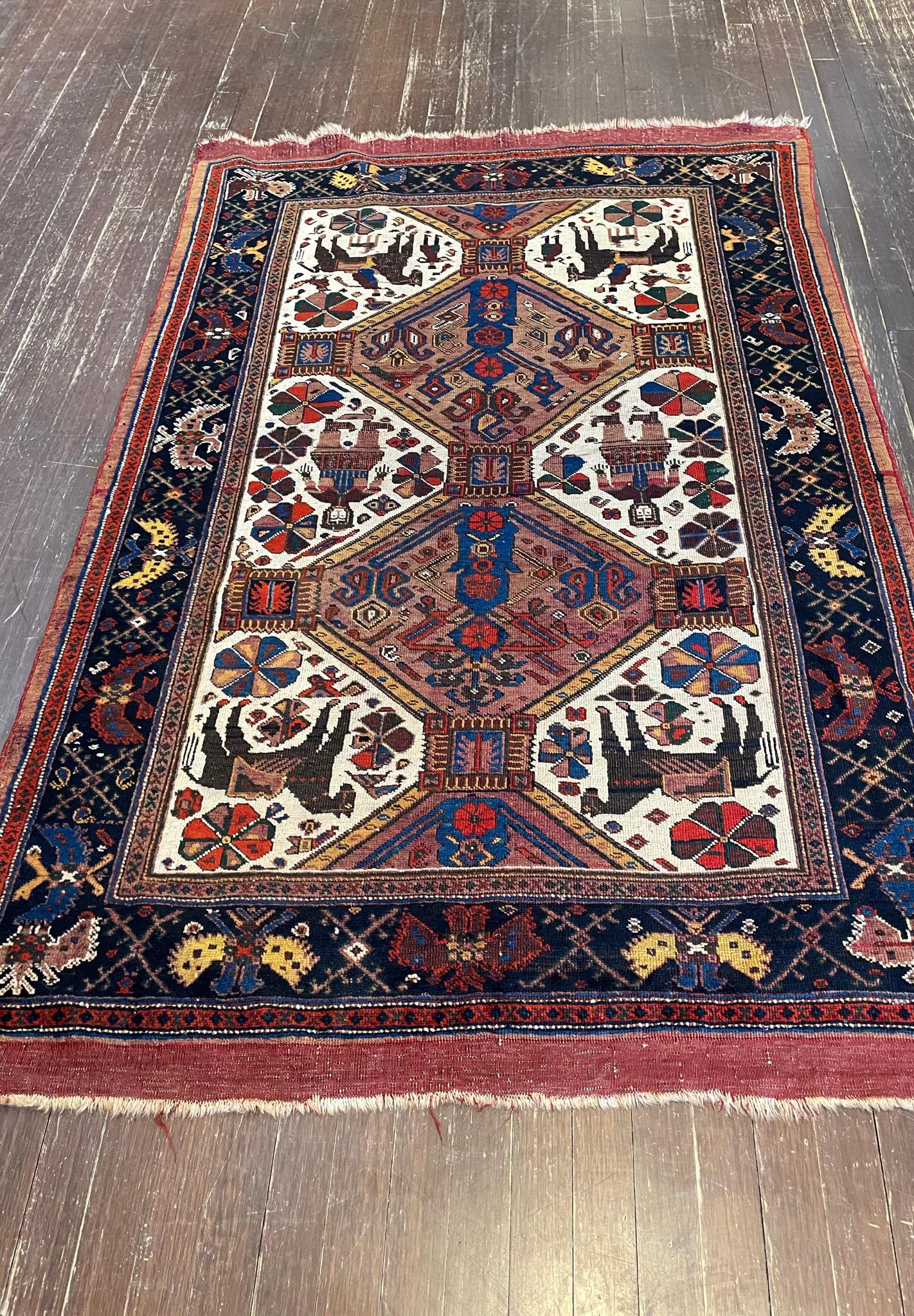Antique Persian Tribal Afshar Pictorial Rug, C-1880's For Sale 2