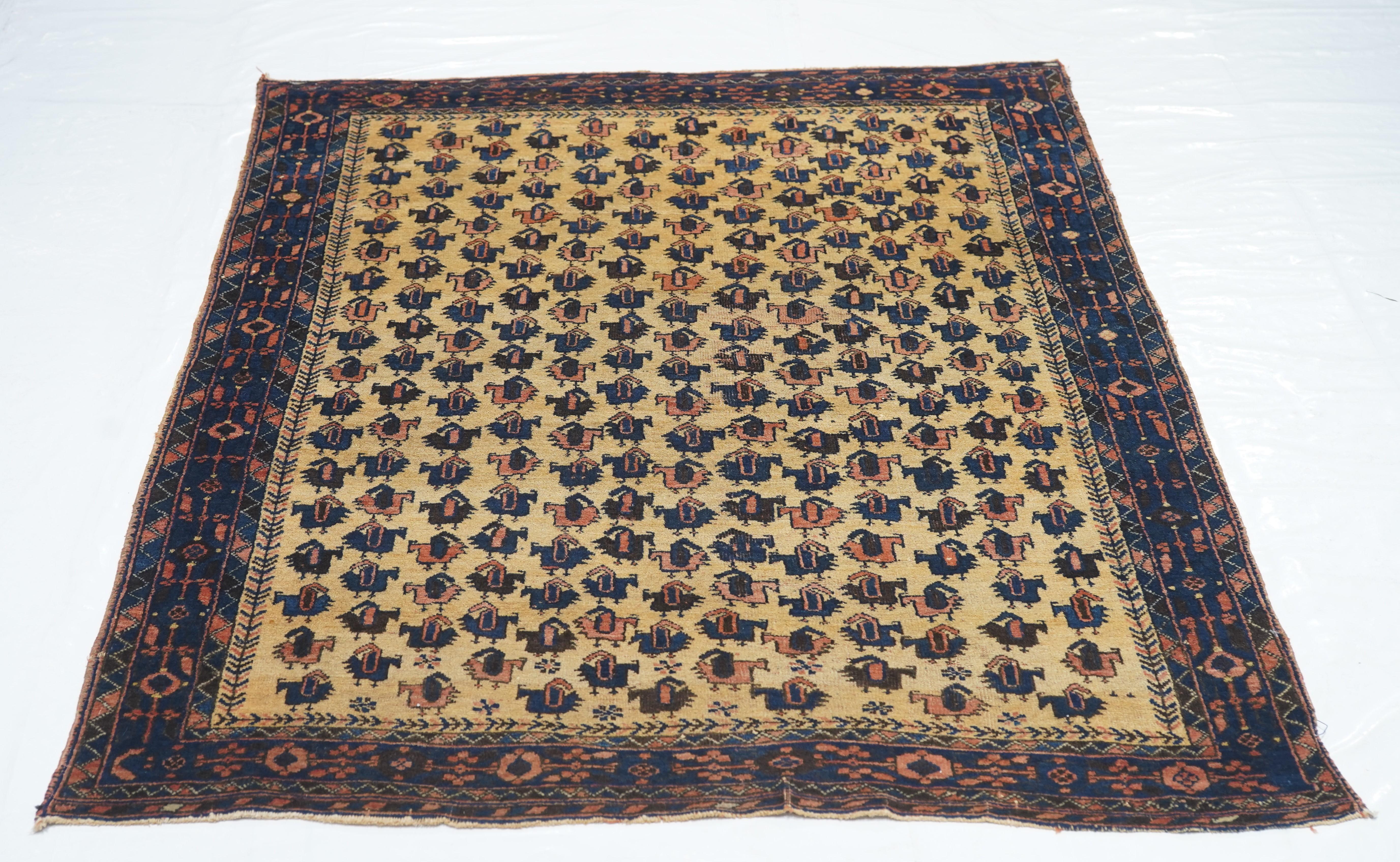 Antique Persian Tribal Afshar Rug 3'9'' x 4'8'' For Sale 1