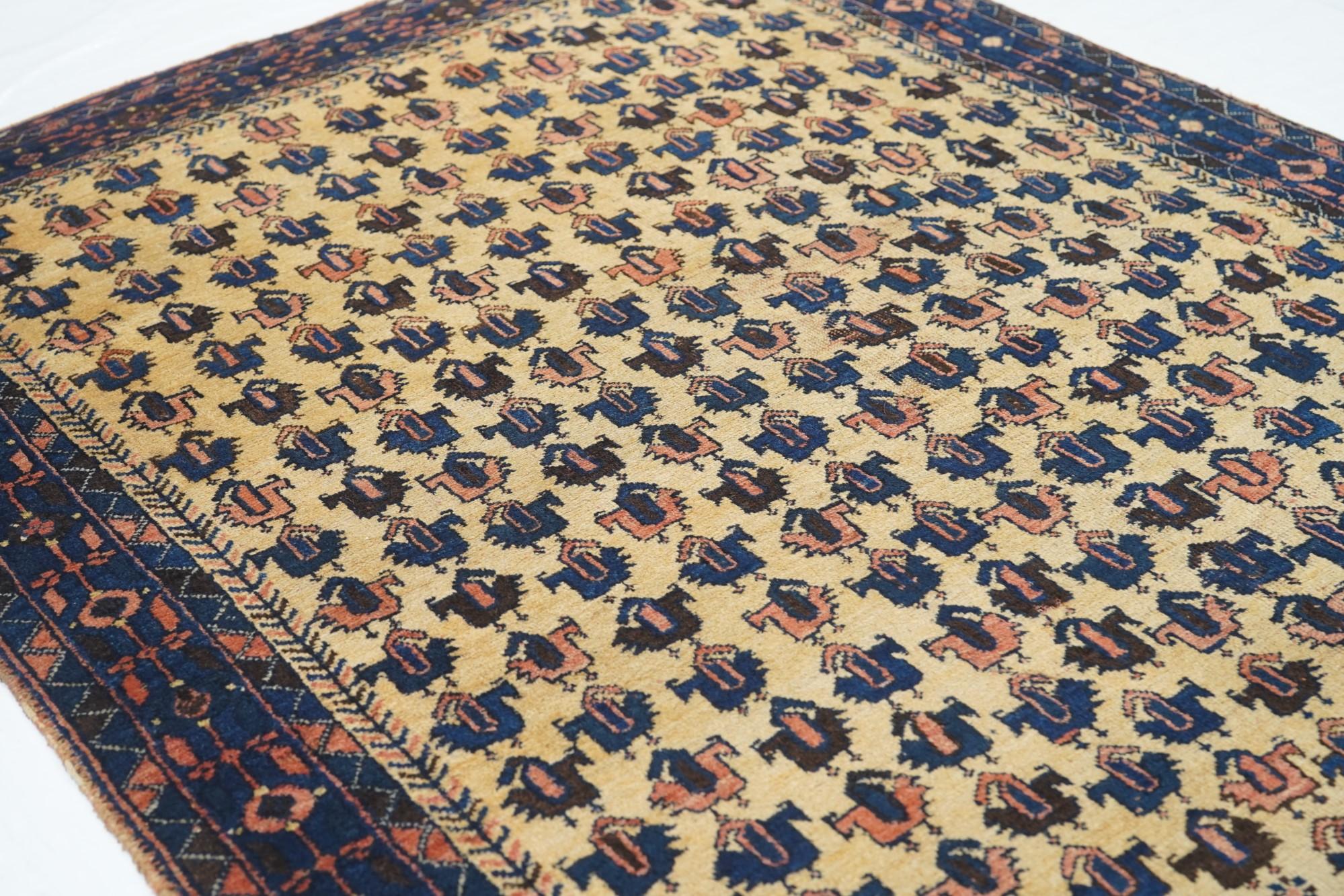 Antique Persian Tribal Afshar Rug 3'9'' x 4'8'' For Sale 2