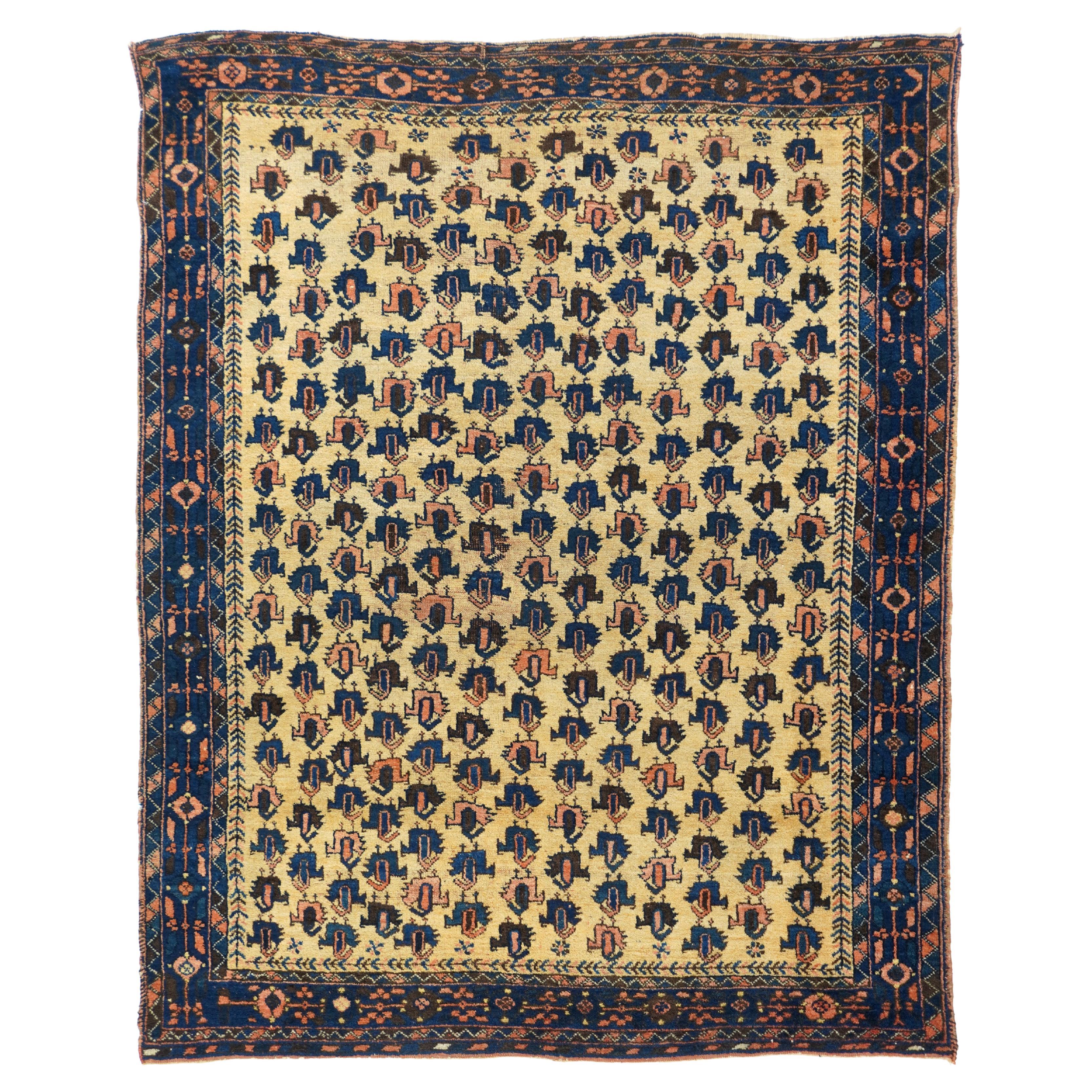 Ancien tapis persan tribal Afshar 3''9'''' x 4''8''''''