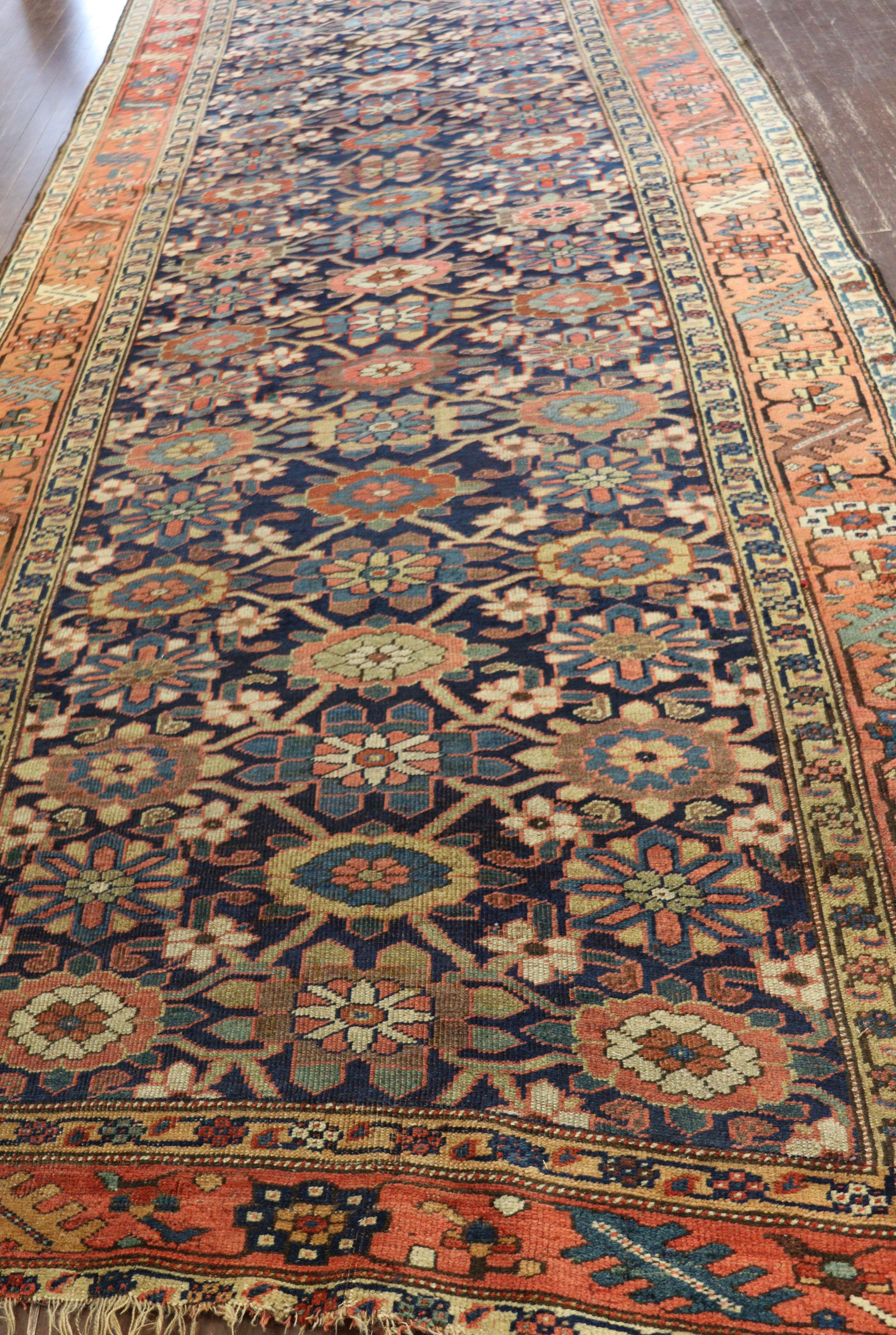 Antique Persian Tribal Bijar Halwai hand woven Gallery carpet 5' x 15'3