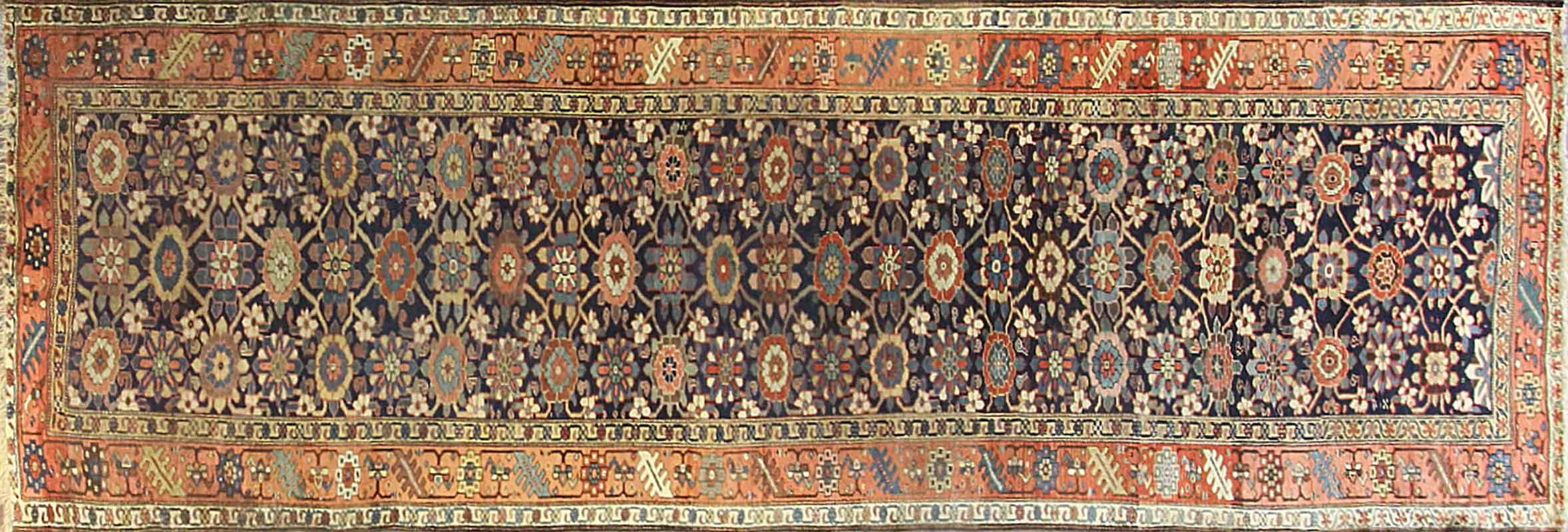 Hand-Knotted Antique Persian Tribal Bijar Halwai Gallery Carpet For Sale