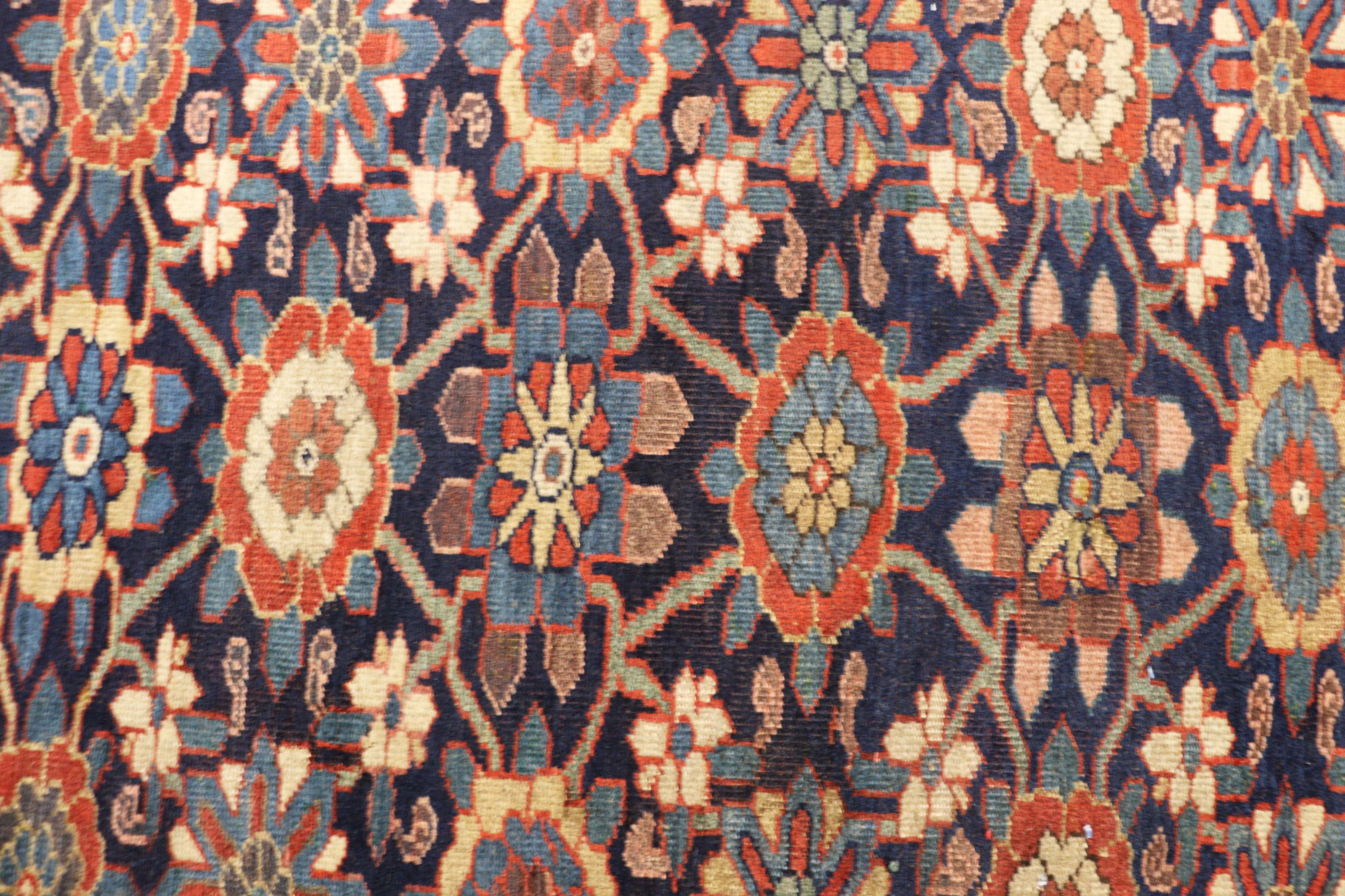 Antique Persian Tribal Bijar Halwai Gallery Carpet In Good Condition For Sale In Evanston, IL