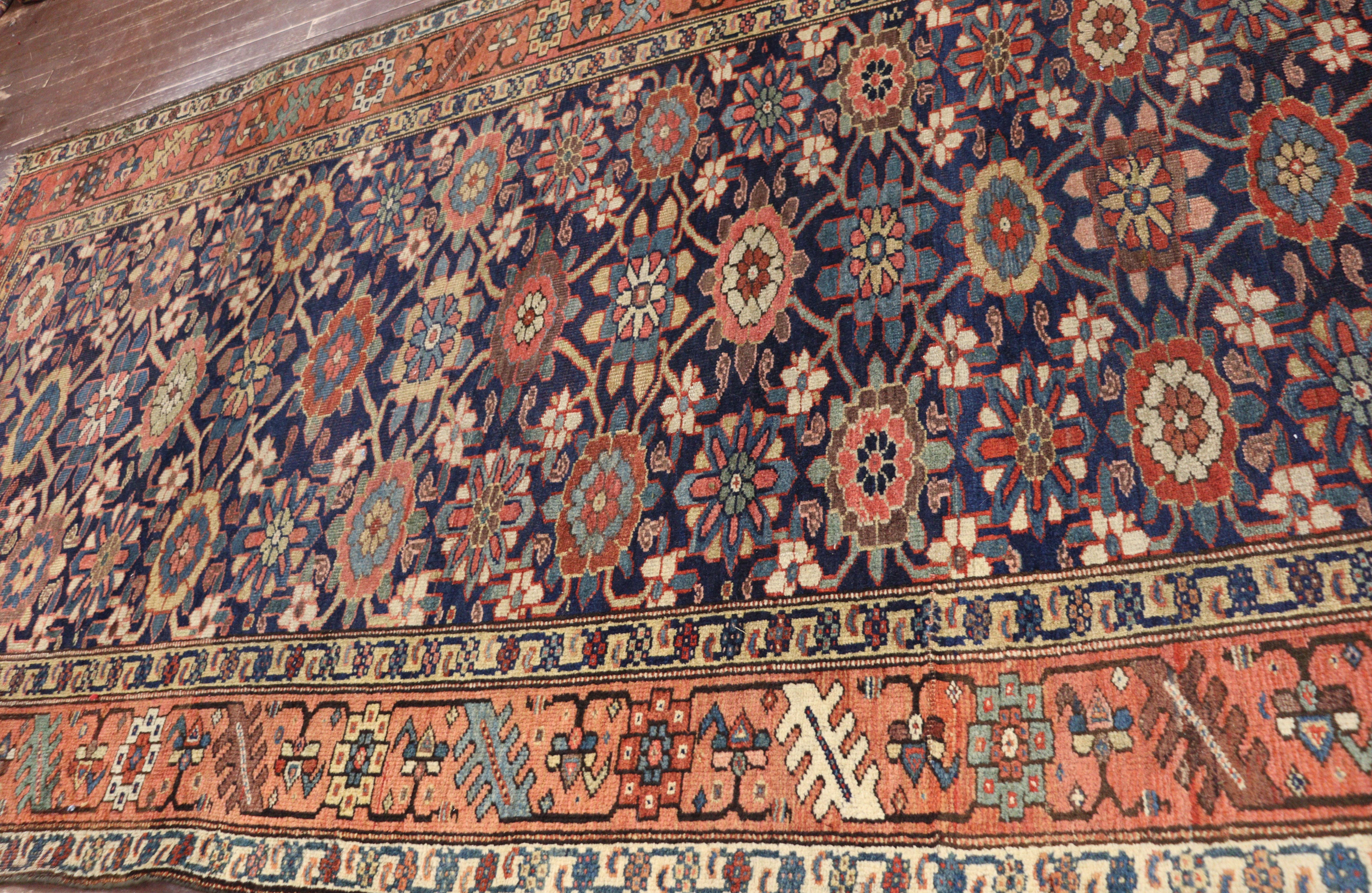 Antique Persian Tribal Bijar Halwai Gallery Carpet For Sale 3