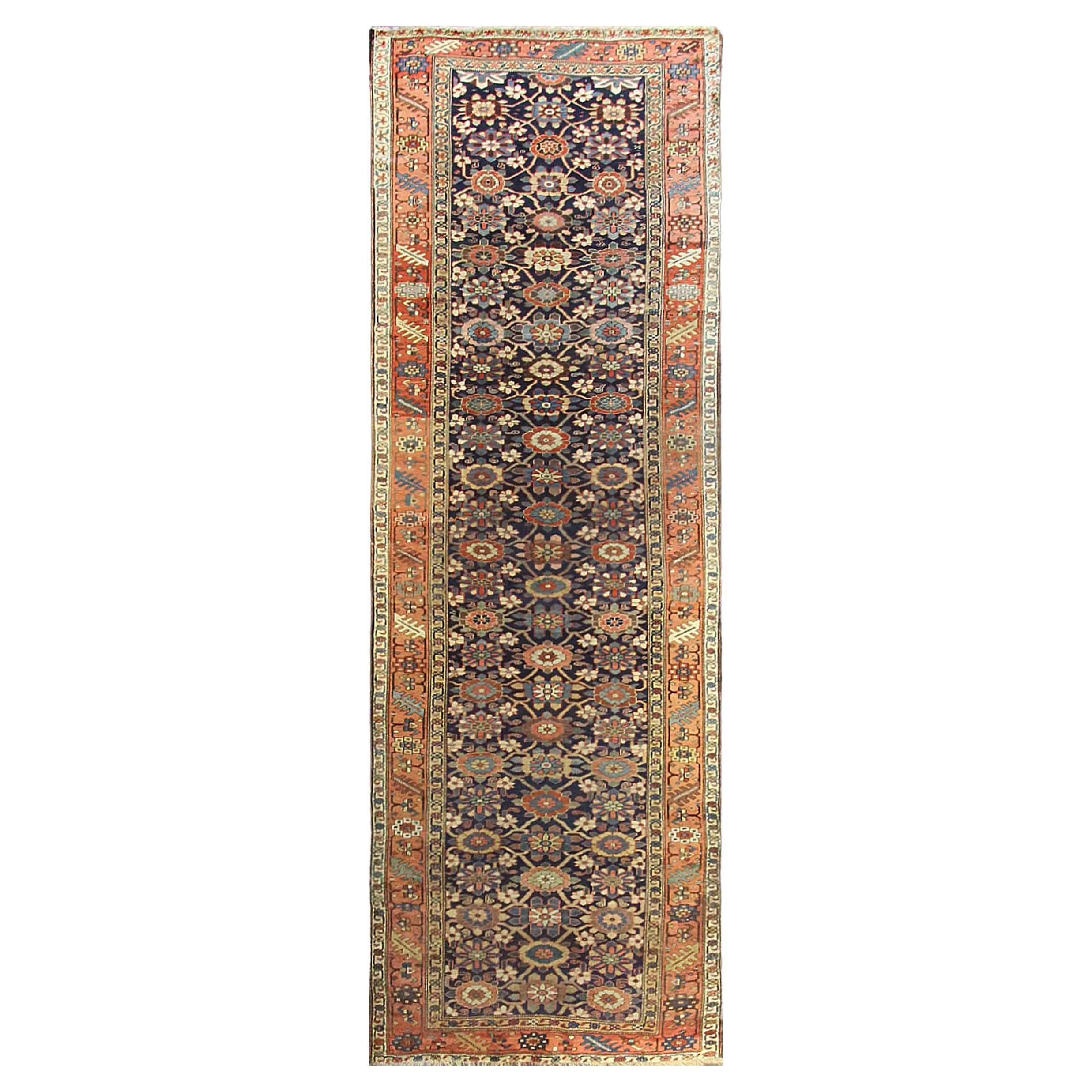 Antique Persian Tribal Bijar Halwai Gallery Carpet For Sale