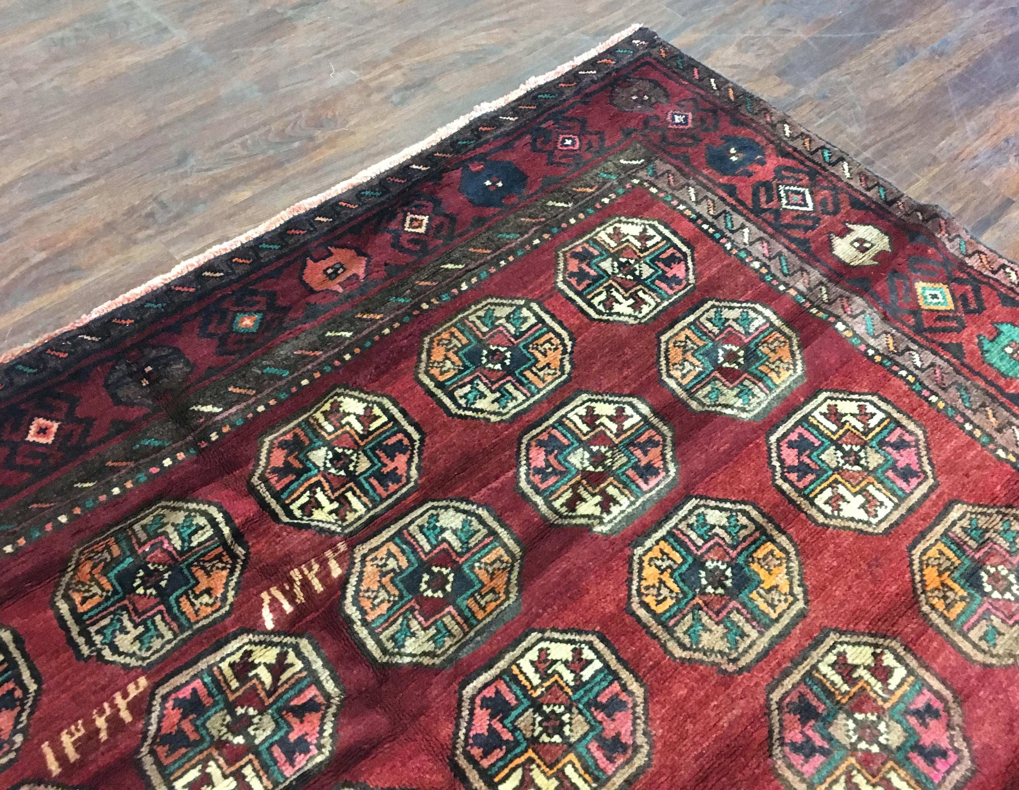20th Century Antique Persian Tribal Bukhara Rug, Dated 1909 For Sale