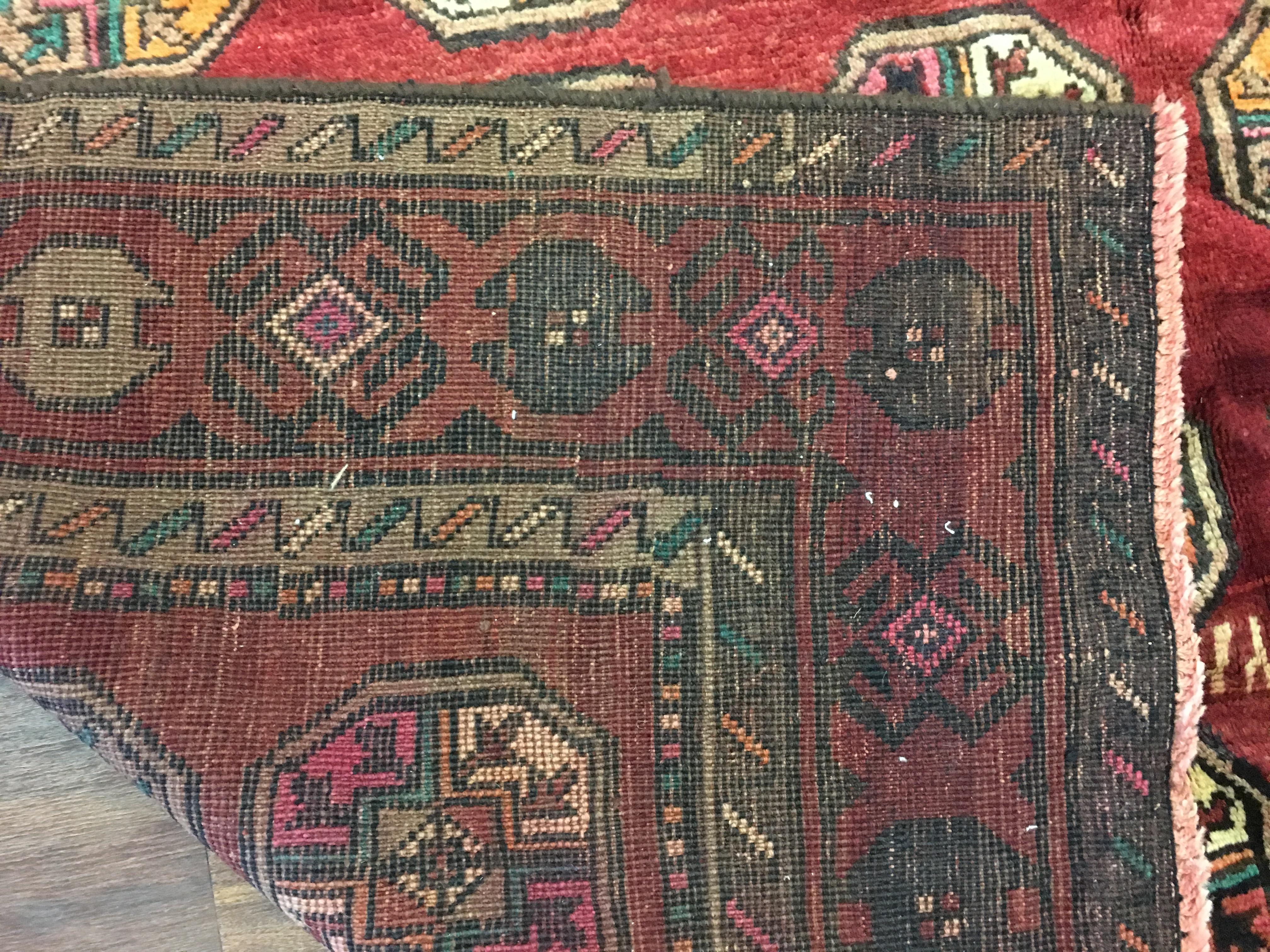 Antique Persian Tribal Bukhara Rug, Dated 1909 For Sale 1