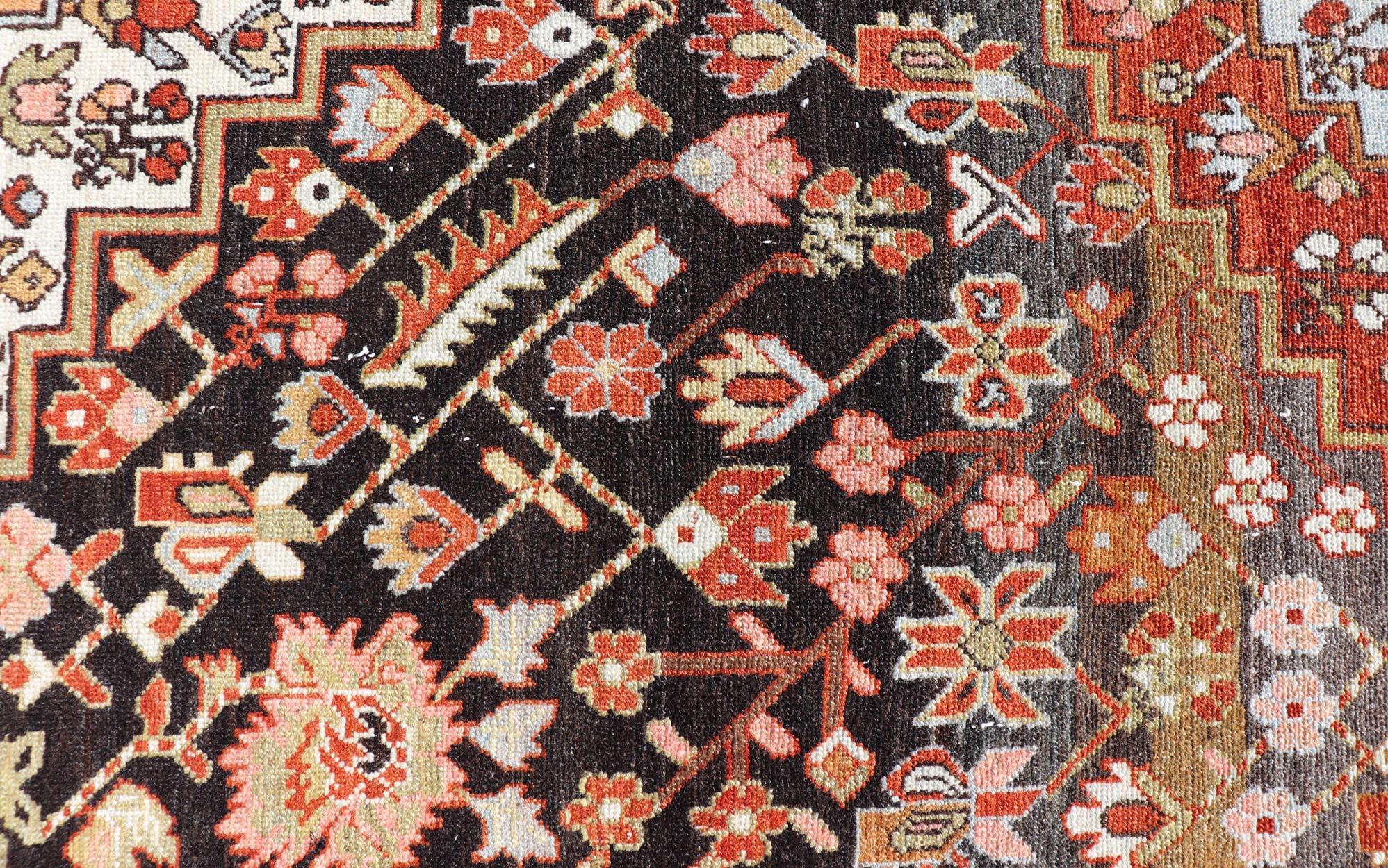 20th Century Antique Persian Tribal Design Bakhtiari Rug in Multi Colors By Keivan Woven Arts For Sale