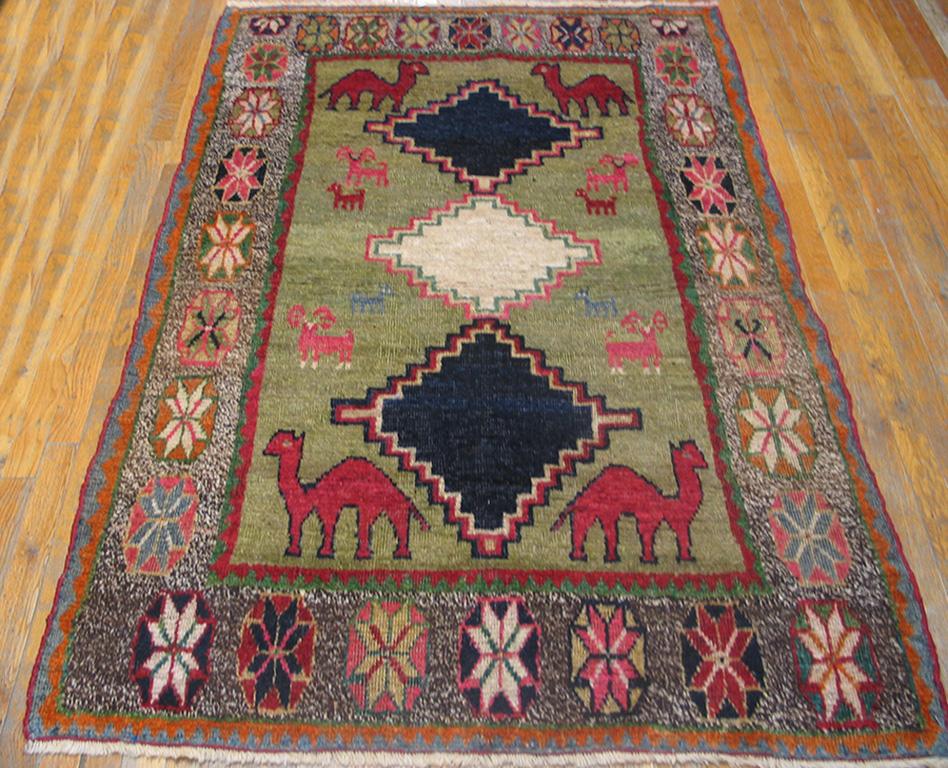 Hand-Knotted Antique Persian Tribal Gabbeh Rug 4' 0