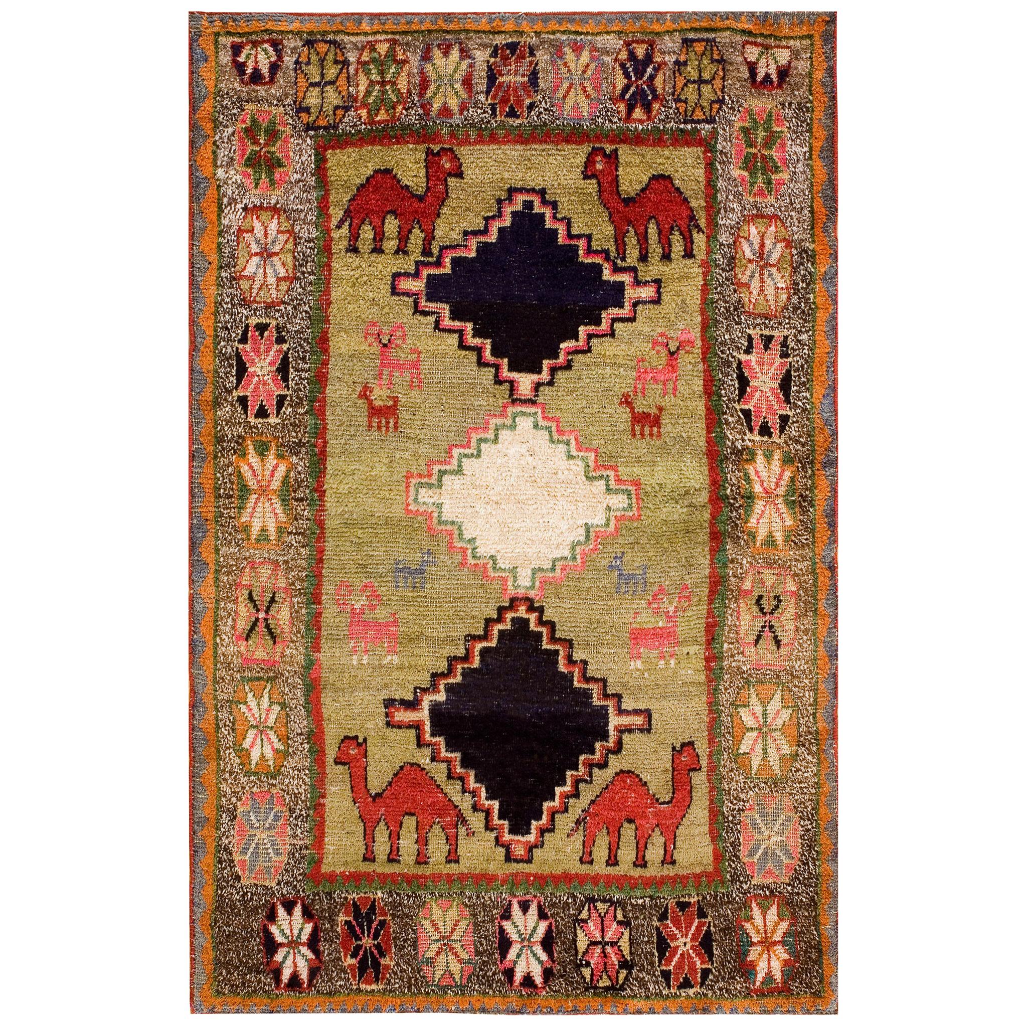 Antique Persian Tribal Gabbeh Rug 4' 0" x 6' 3"  For Sale