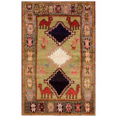 Tapis persan ancien Gabbeh tribal 4' 0"" x 6' 3"" 