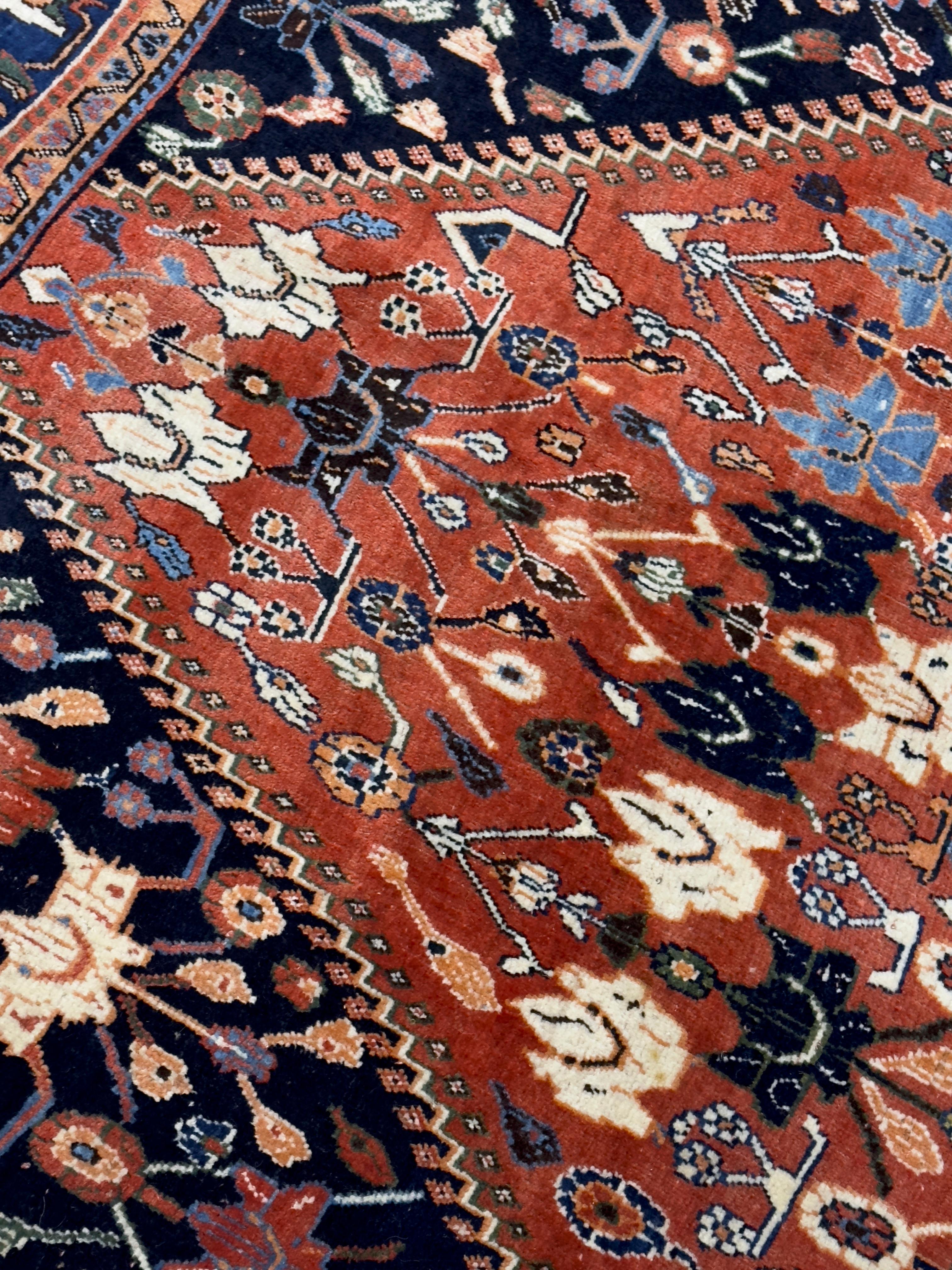 Noué à la main Antique Tapis persan tribal Khamseh 5'2
