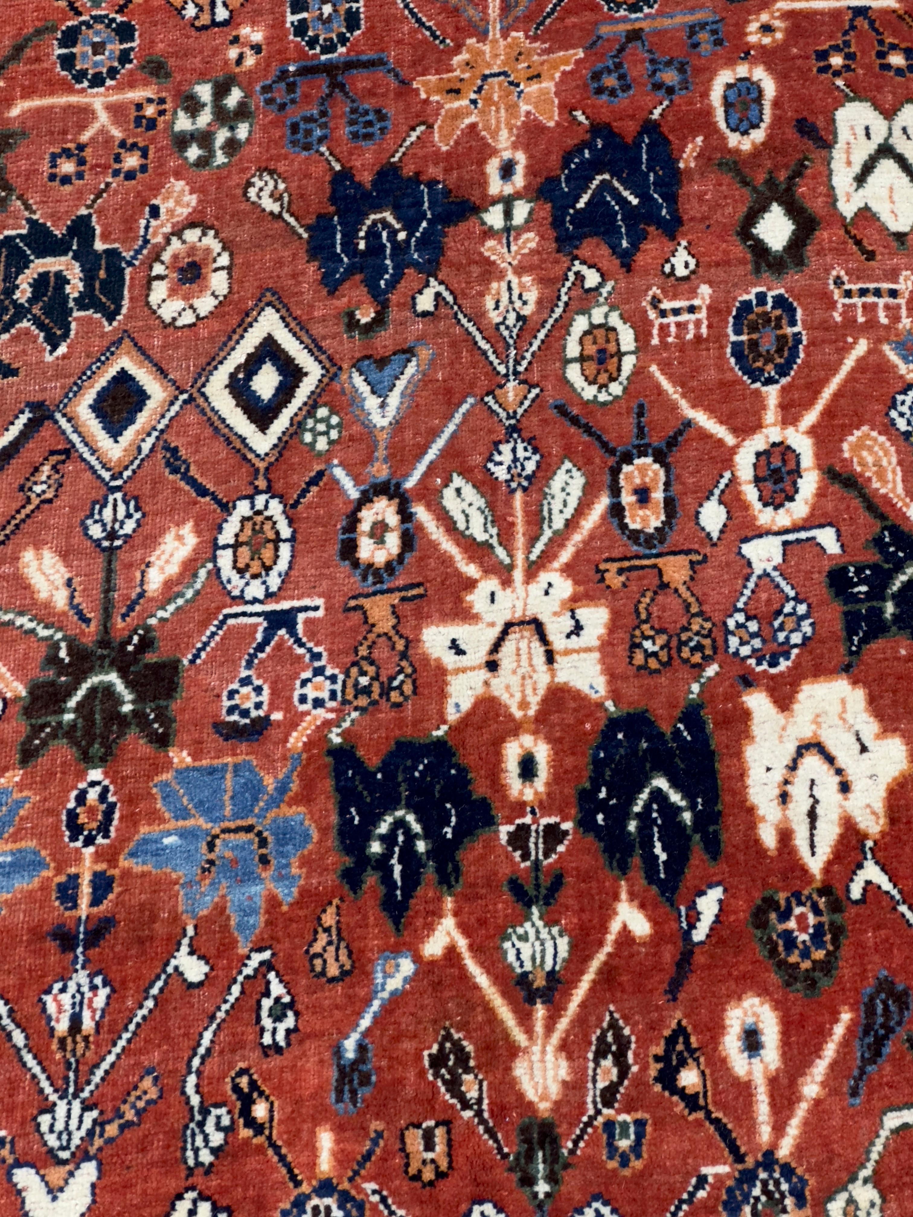 Antique Tapis persan tribal Khamseh 5'2