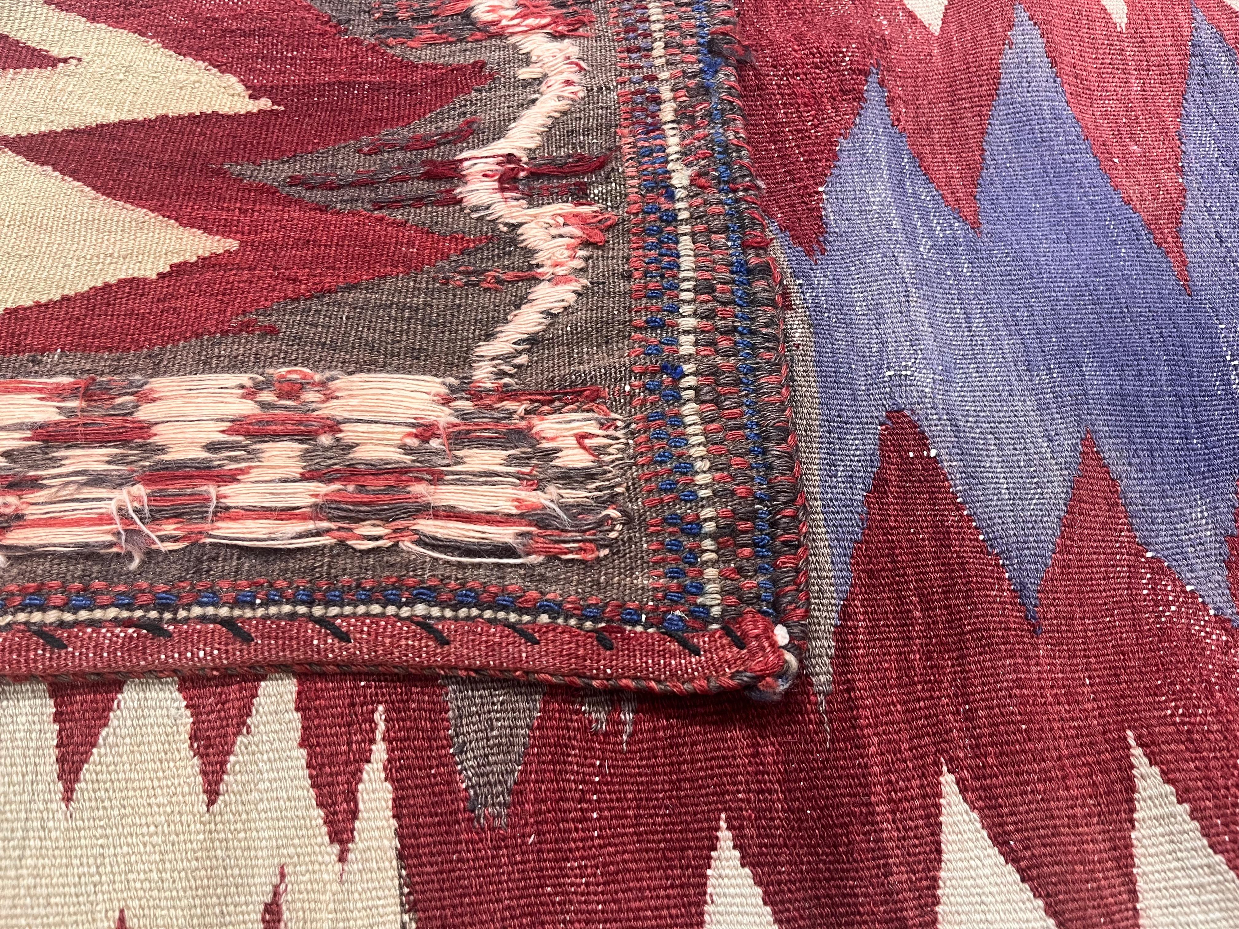 Antigua Alfombra Persa Tribal Kilim 3'9
