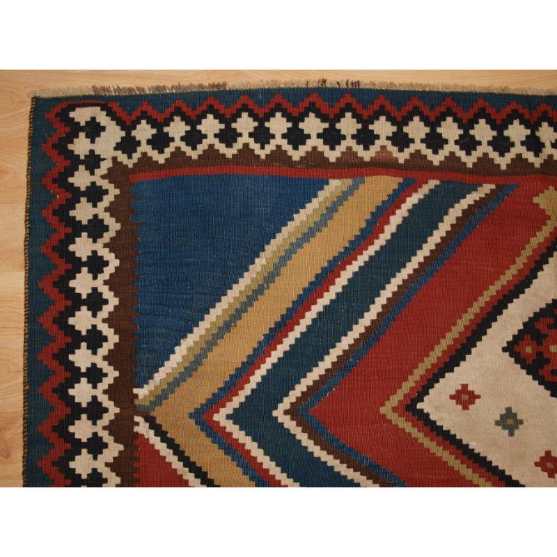 Asian Antique Persian Tribal Qashqai Kilim, South West Persia For Sale
