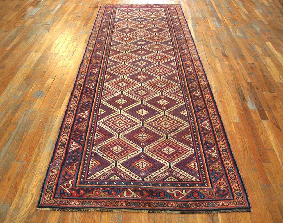 Tribale Fine del XIX secolo S.E. Tappeto persiano Afshar ( 4' x 12'2