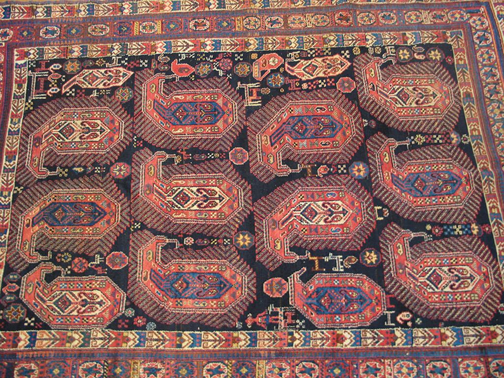 Wool 19th Century S.E. Persian Afshar Paisley Carpet ( 4'2