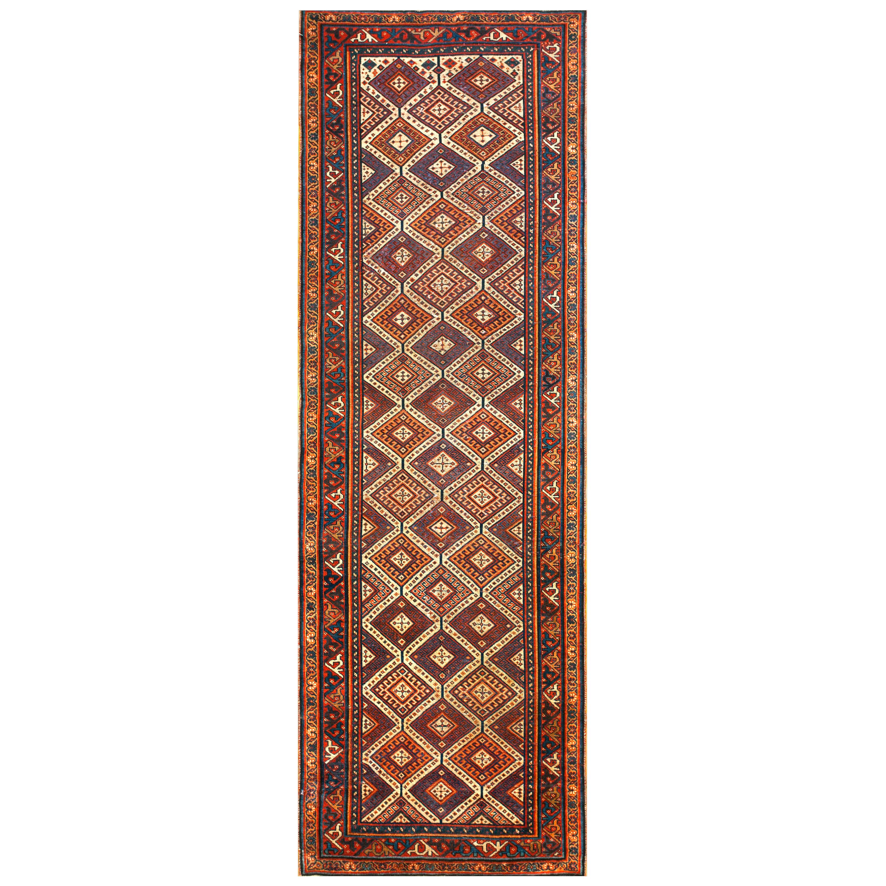 Late 19th Century Persian Afshar Carpet ( 4' x 12'2" - 122 x 370 )