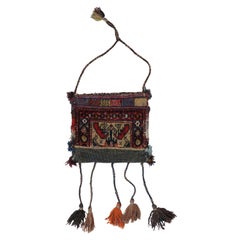 Antique Persian Tribal Salt Bag with Geometric Patterns, from Rug & Kilim