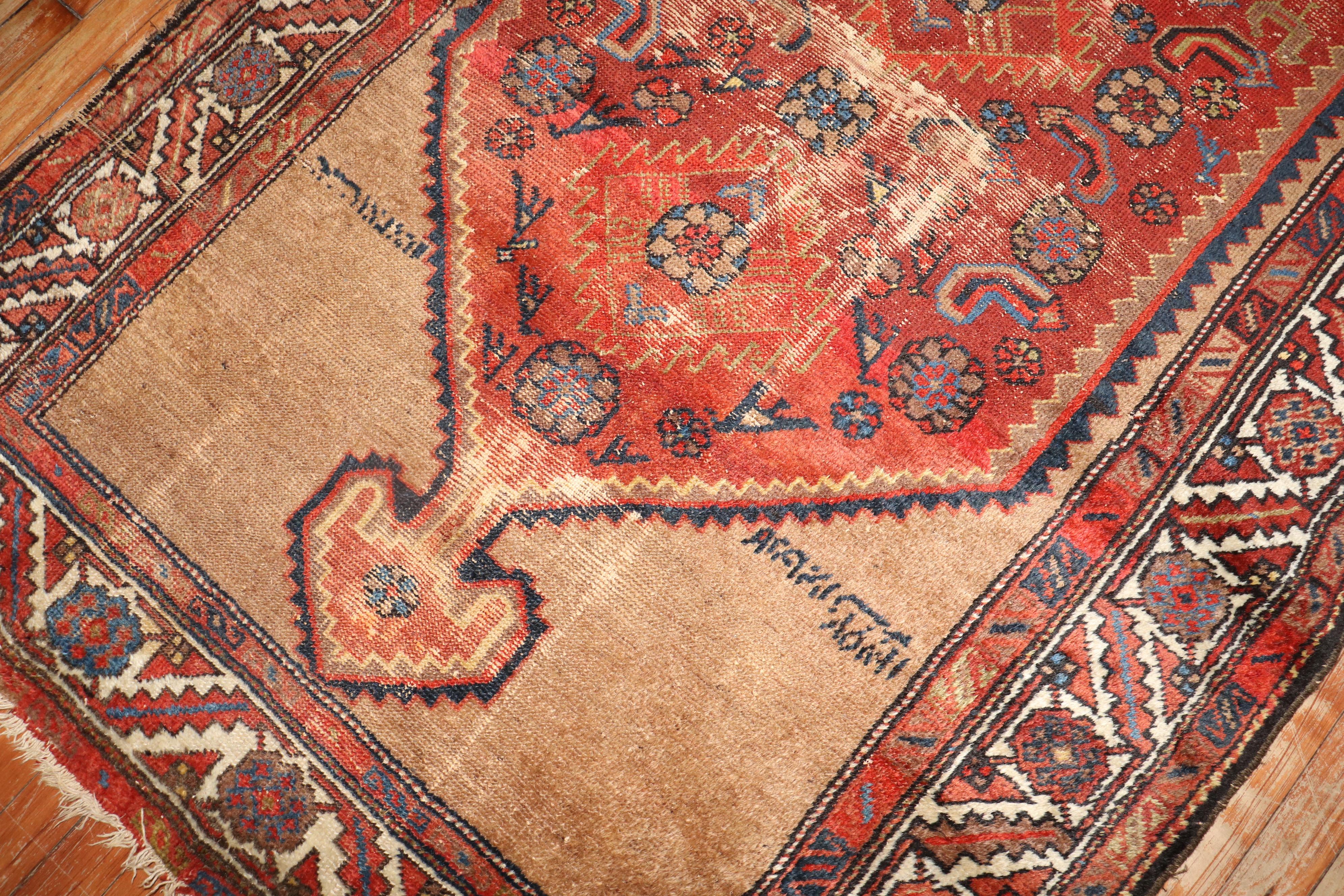 Zabihi Collection Worn Antique Persian Tribal Serab Rug For Sale 3