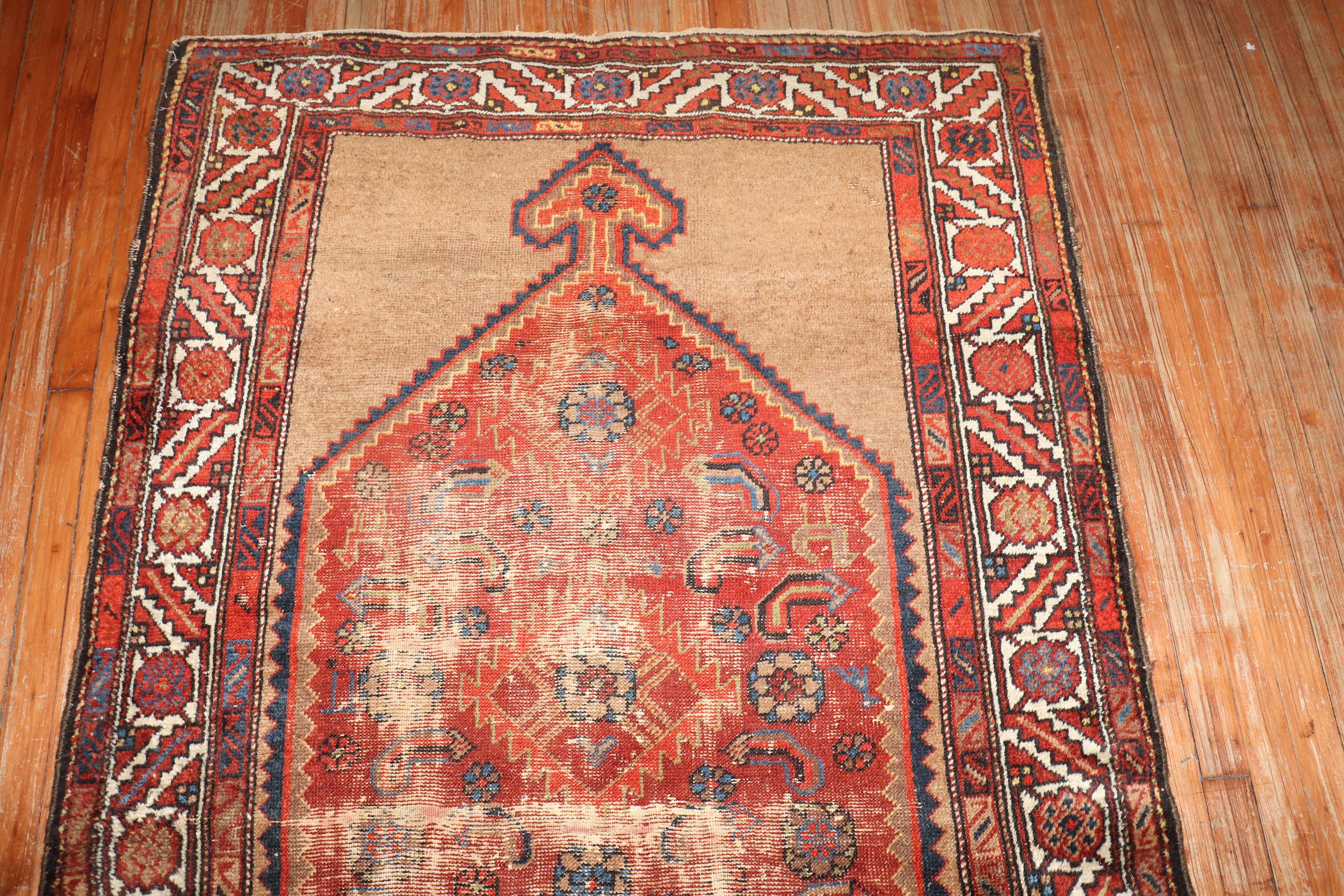 Zabihi Collection Worn Antique Persian Tribal Serab Rug For Sale 4