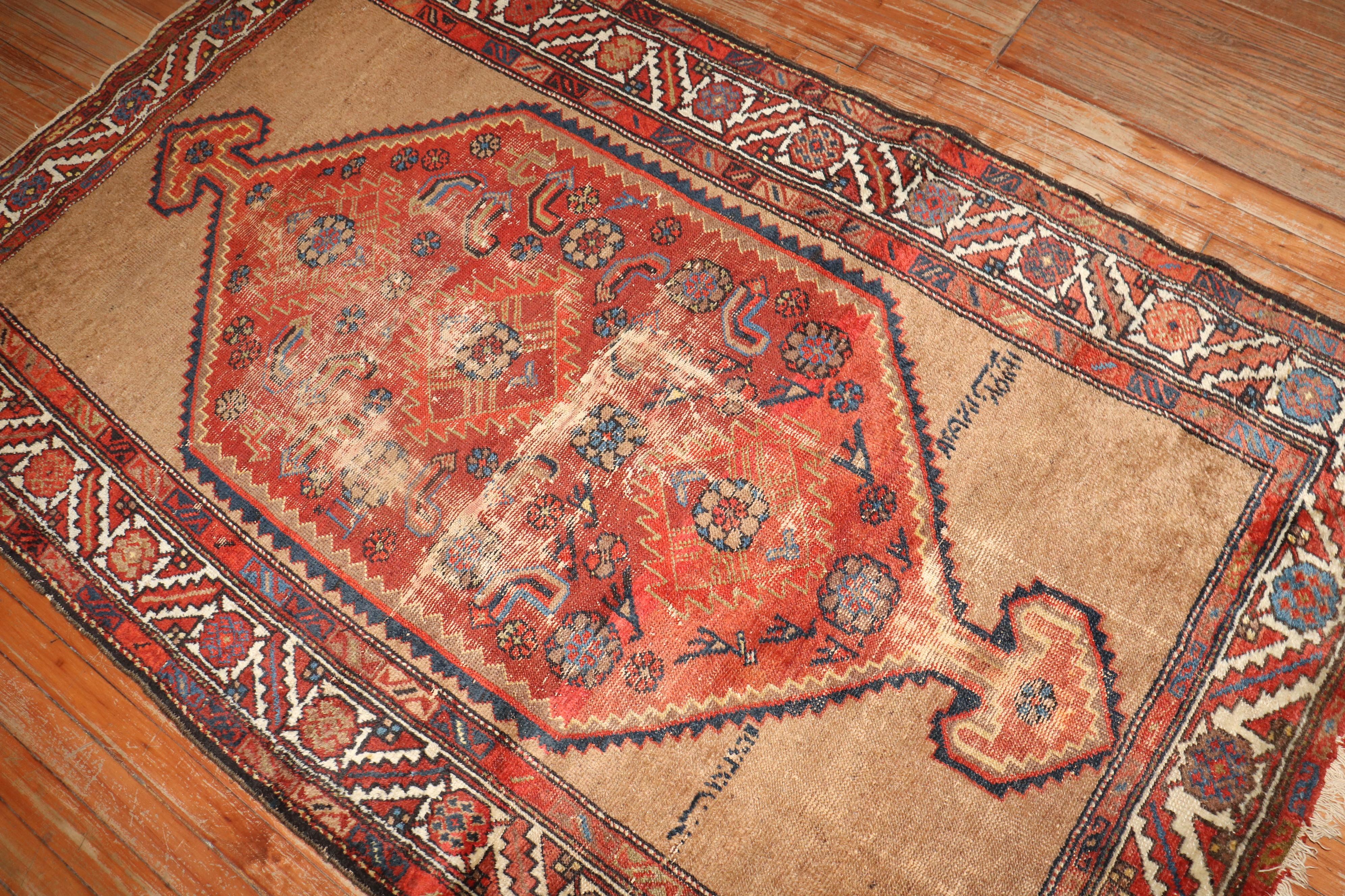 Zabihi Collection Worn Antique Persian Tribal Serab Rug For Sale 5
