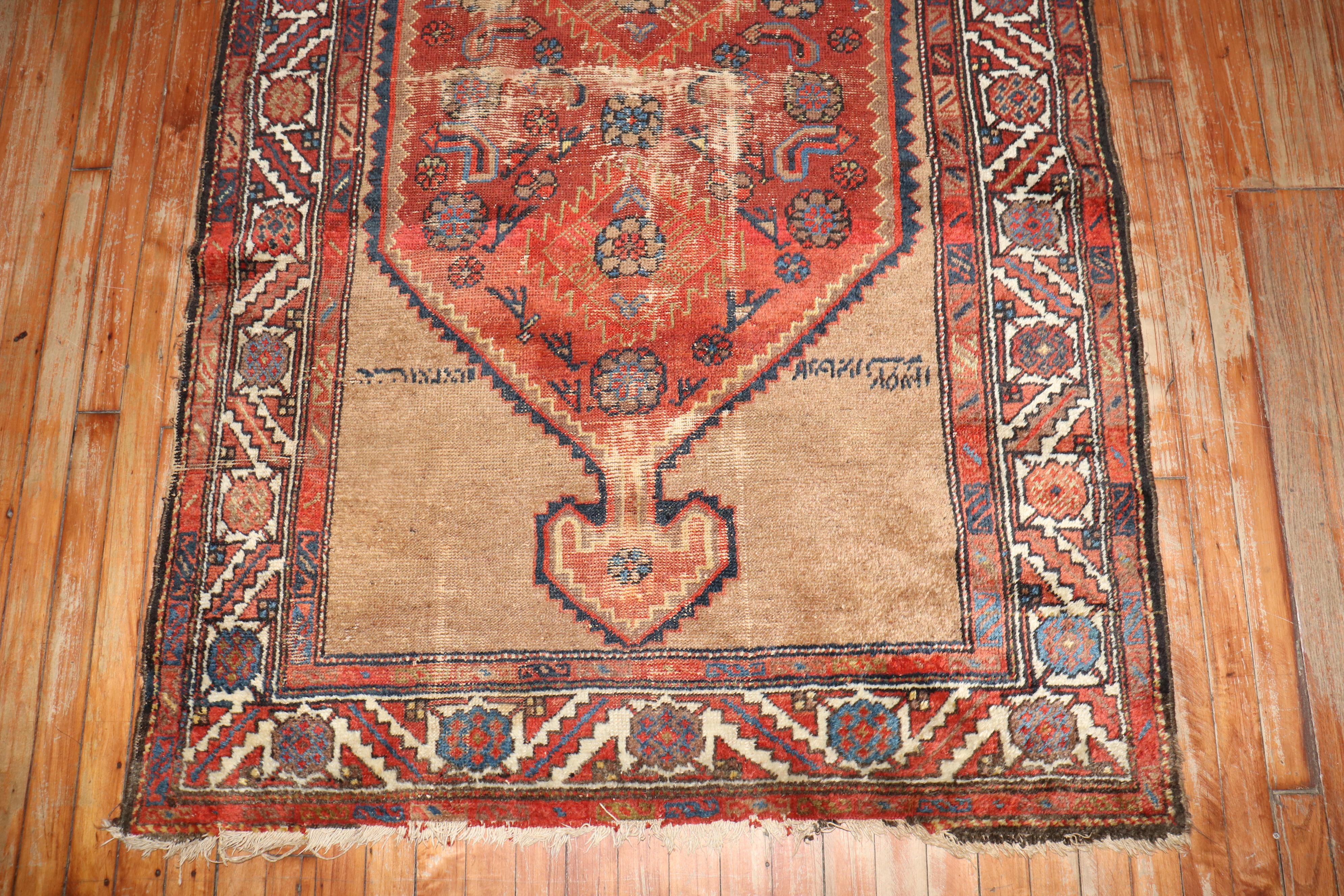 Zabihi Collection Worn Antique Persian Tribal Serab Rug For Sale 6