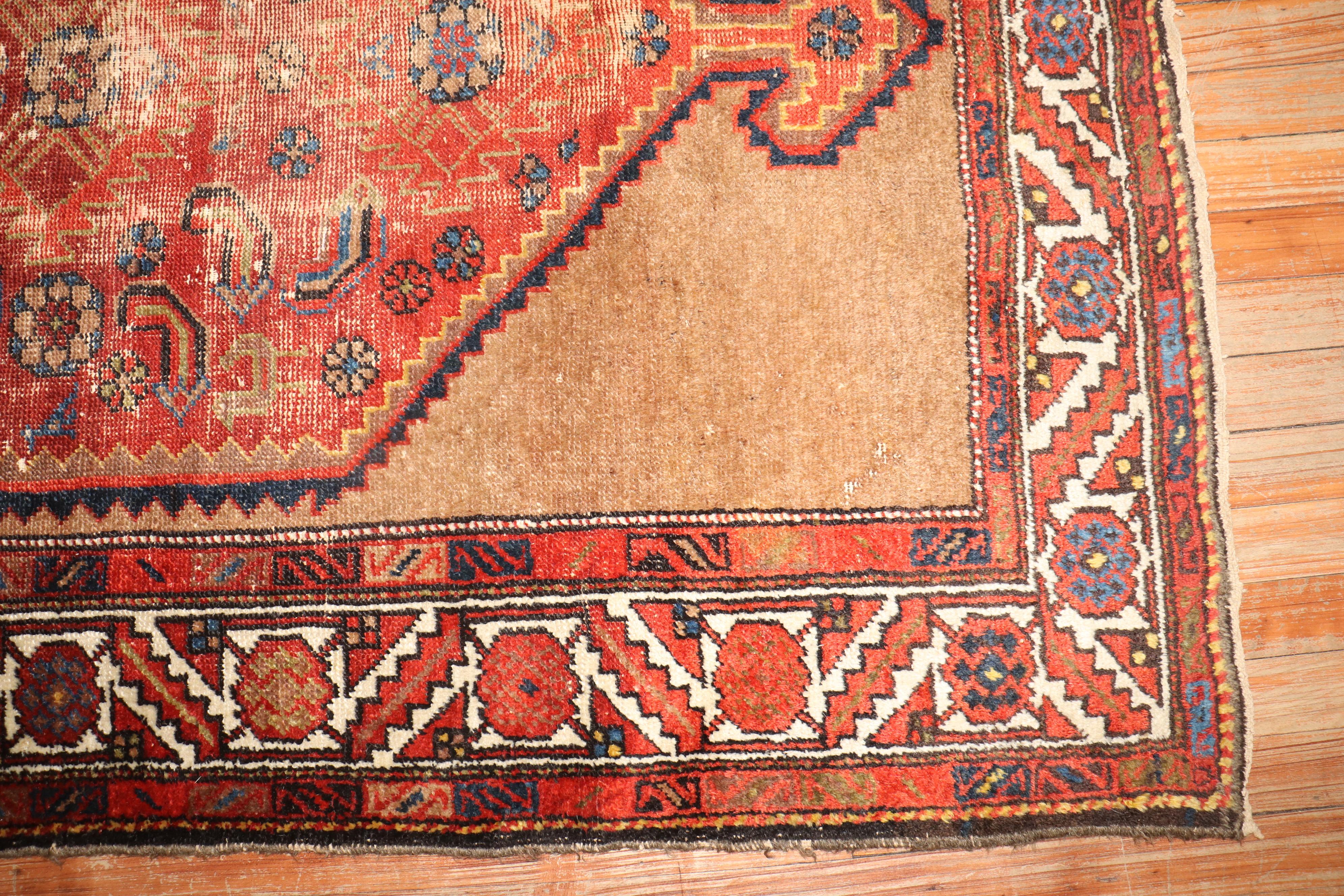 Hand-Woven Zabihi Collection Worn Antique Persian Tribal Serab Rug For Sale