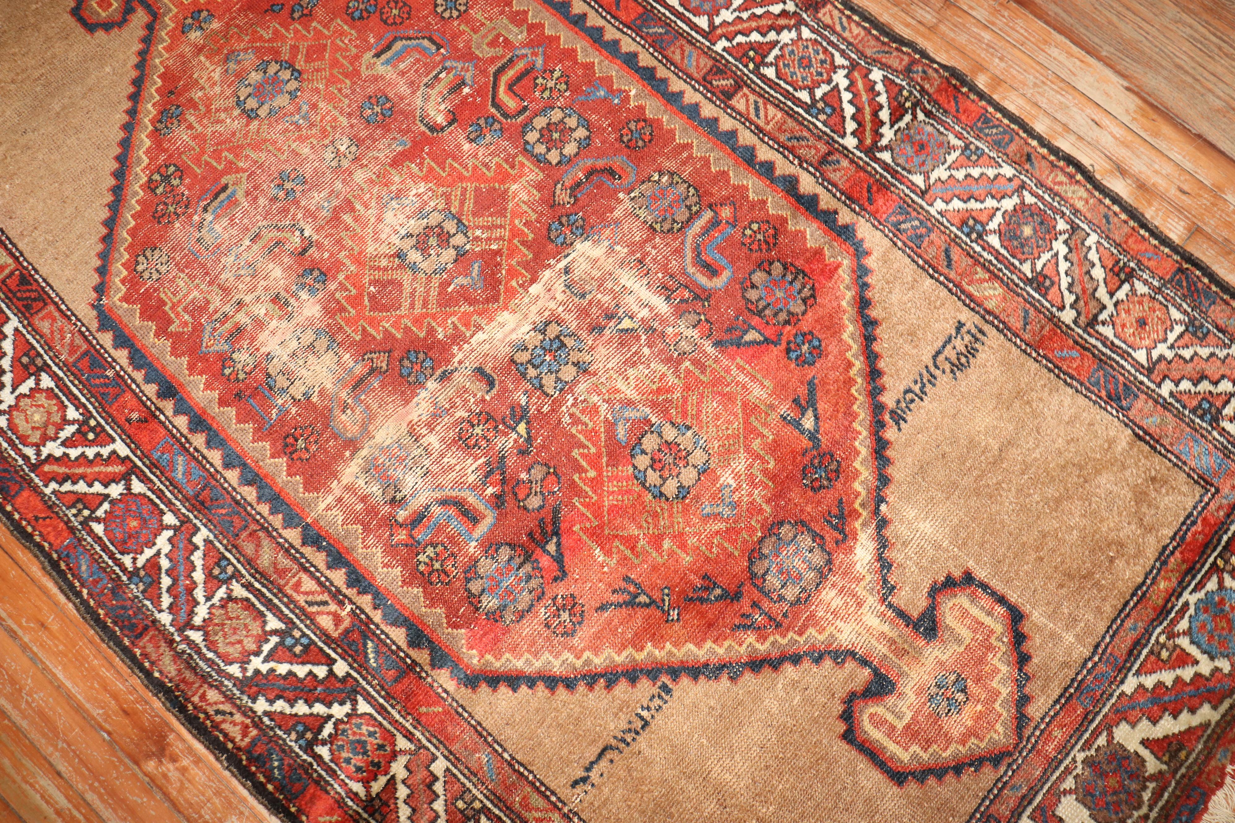 20th Century Zabihi Collection Worn Antique Persian Tribal Serab Rug For Sale