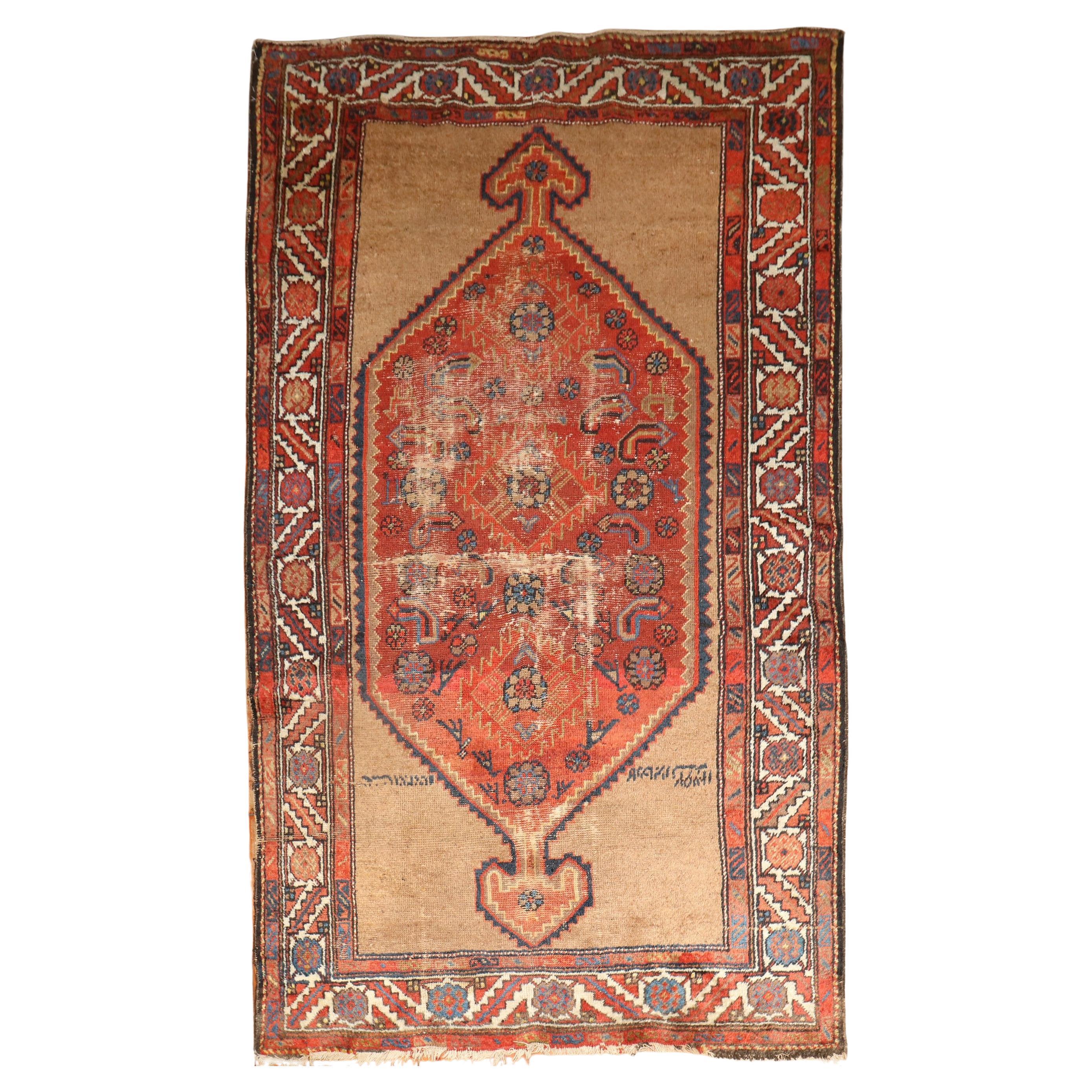 Zabihi Collection Worn Antique Persian Tribal Serab Rug For Sale