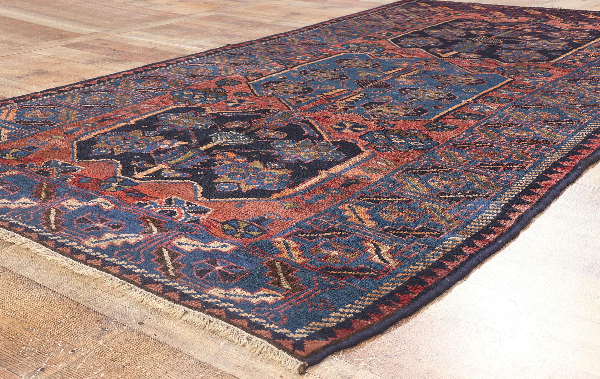 Antique Persian Tribal Shiraz Rug with Qashqai Tribe Influence For Sale 1