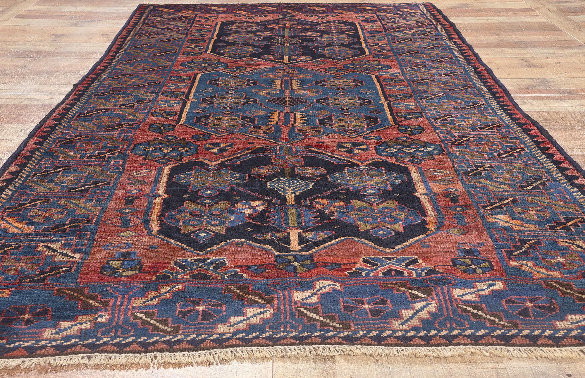 Antique Persian Tribal Shiraz Rug with Qashqai Tribe Influence For Sale 2