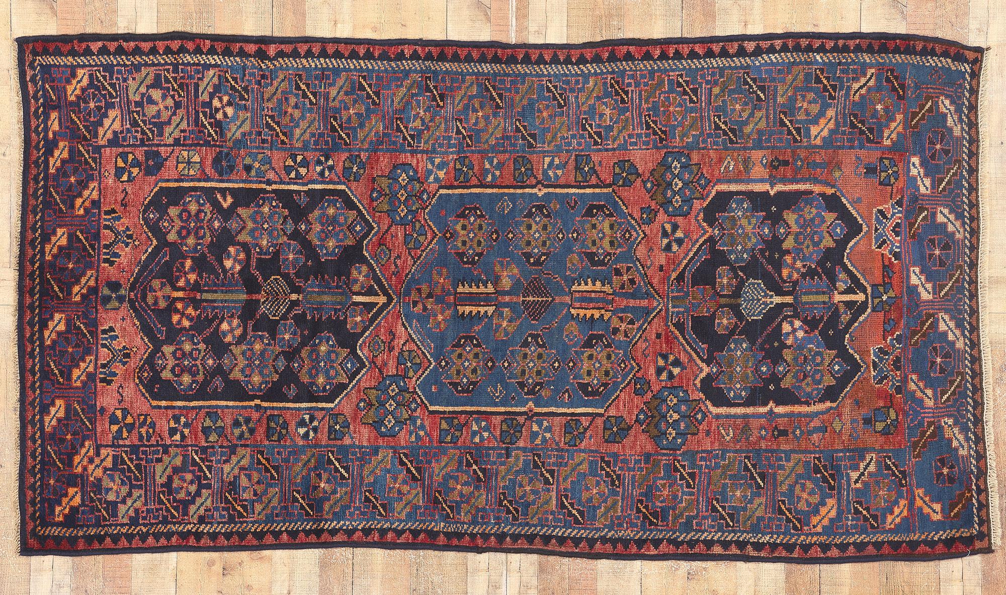 Antique Persian Tribal Shiraz Rug with Qashqai Tribe Influence For Sale 3