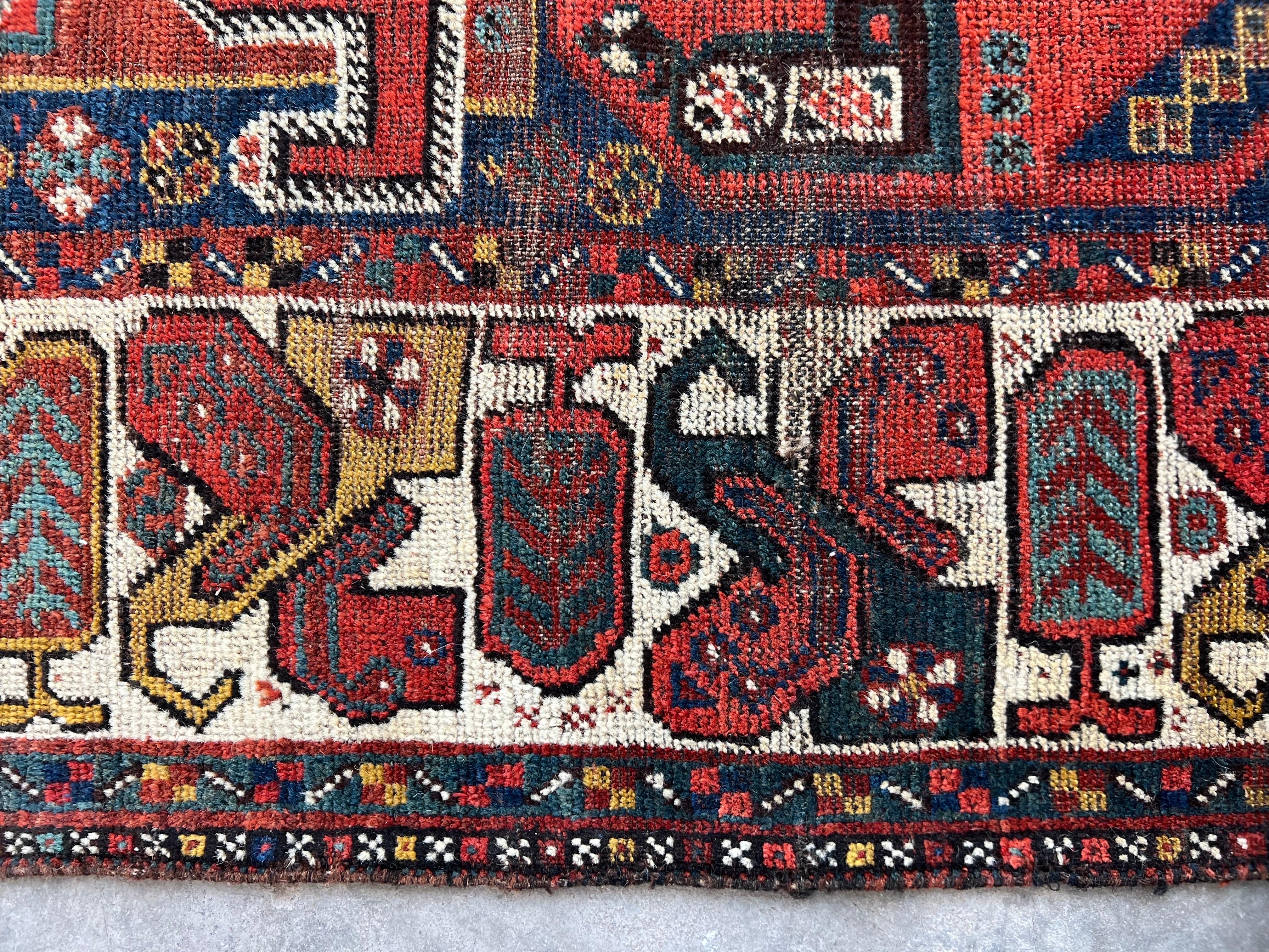 Antique Persian Tribal Shiraz Rug with a Repeating All over Pattern For Sale 8
