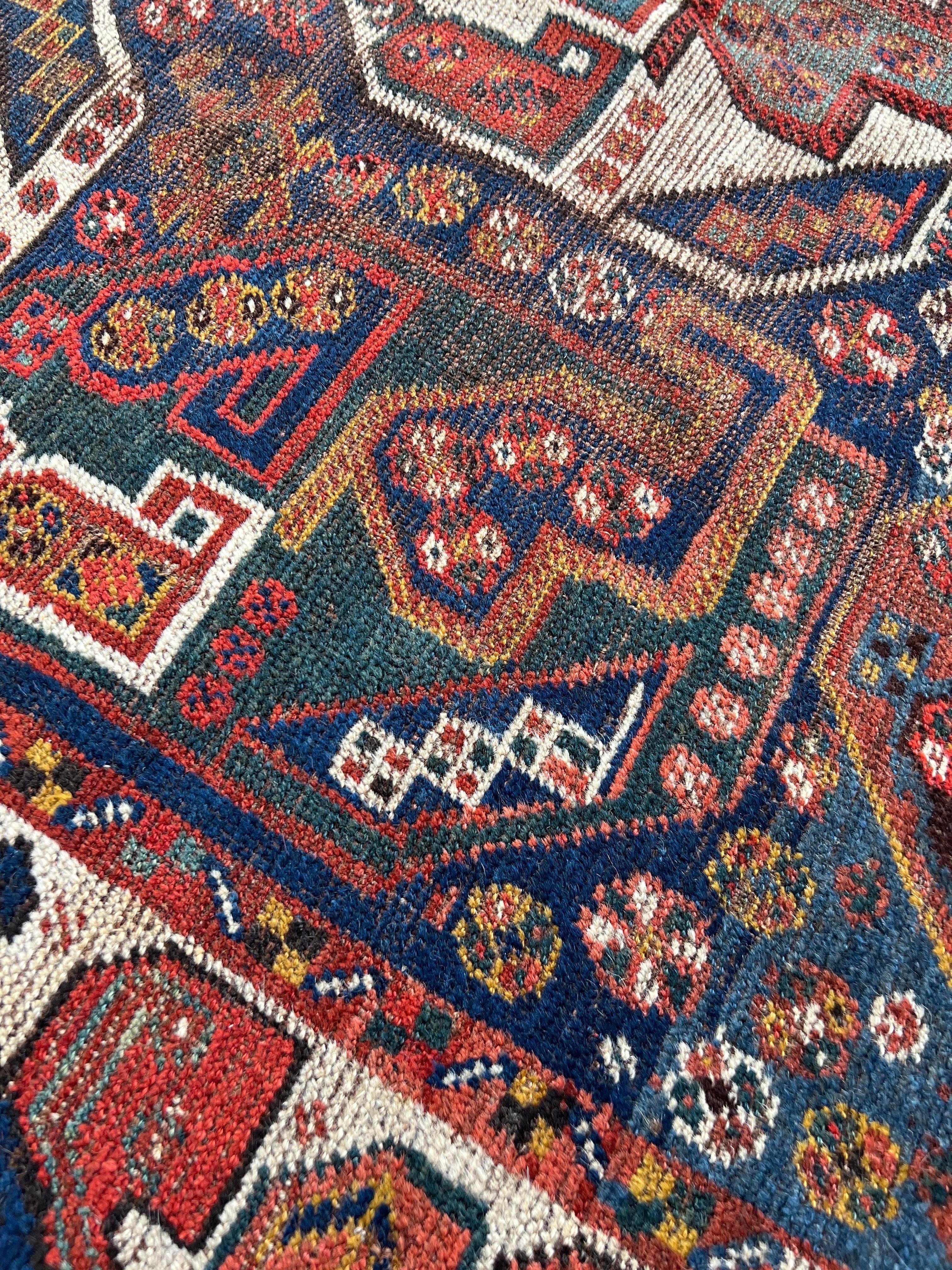Antique Persian Tribal Shiraz Rug with a Repeating All over Pattern For Sale 11